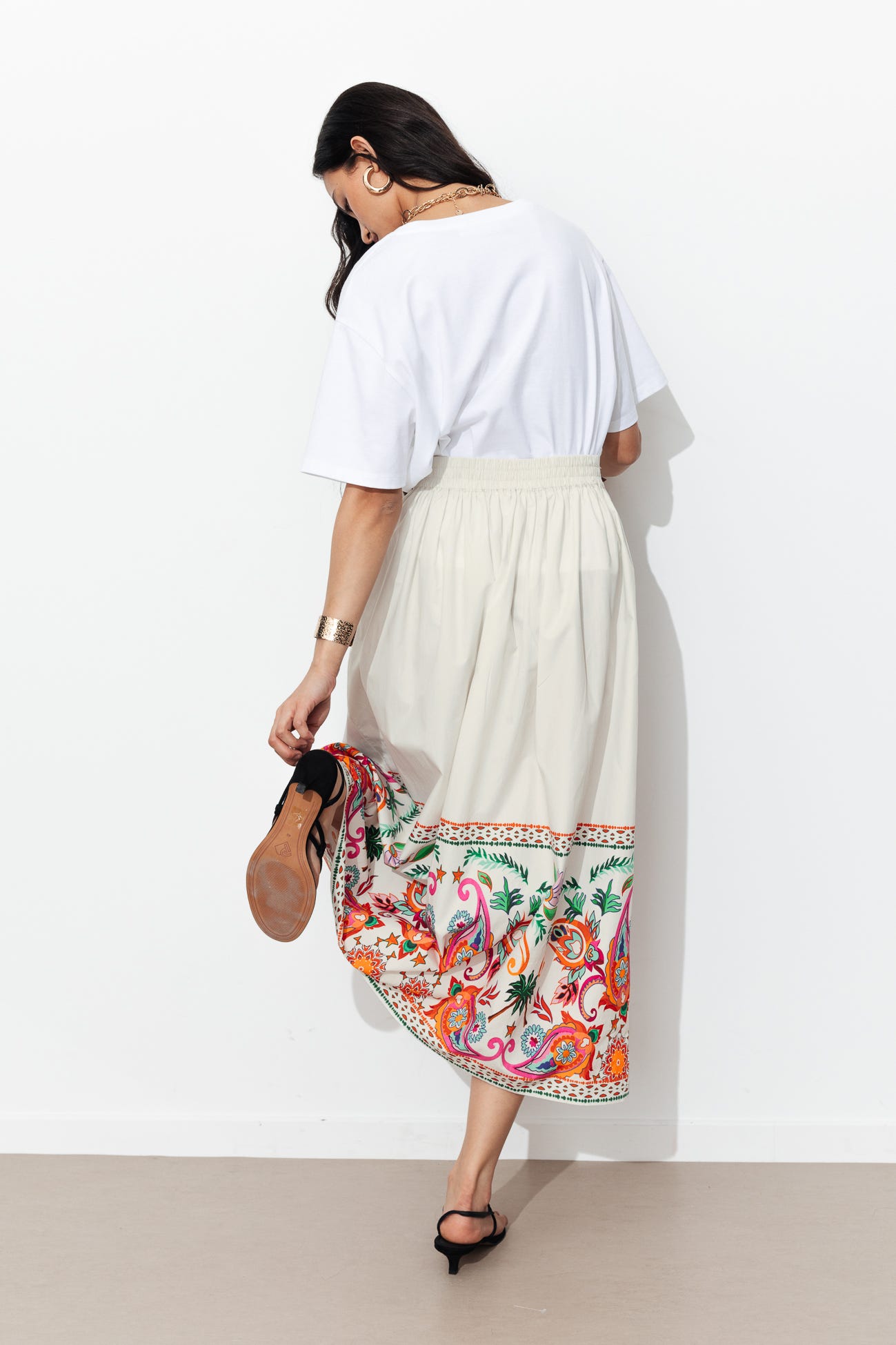 Patterned midi skirt