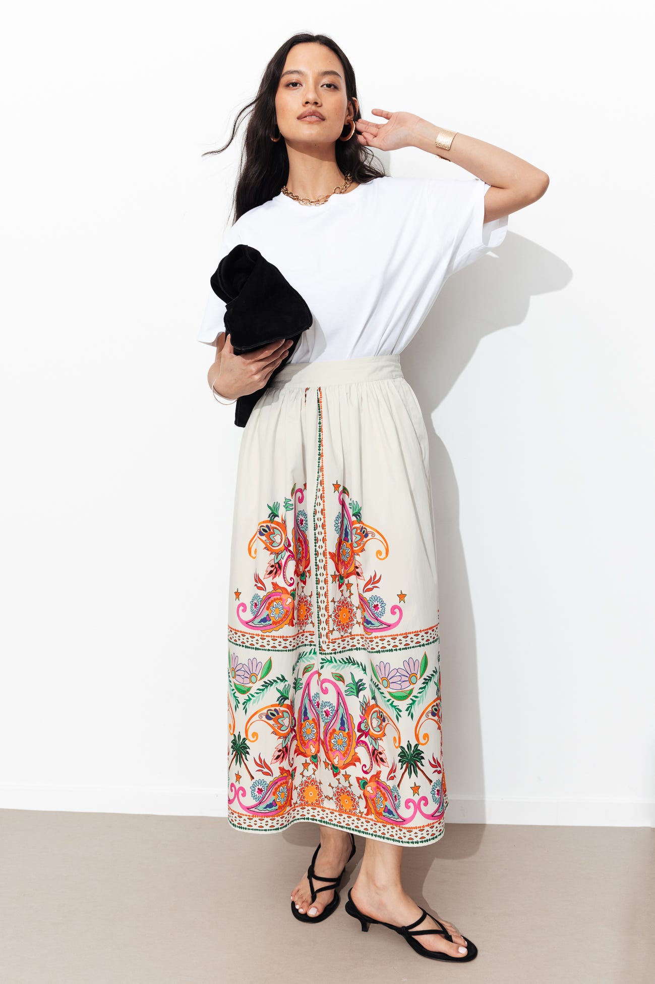 Patterned midi skirt