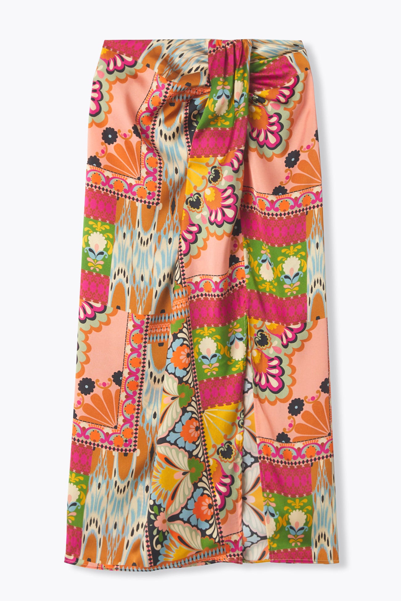 Jupe midi en satin imprimé