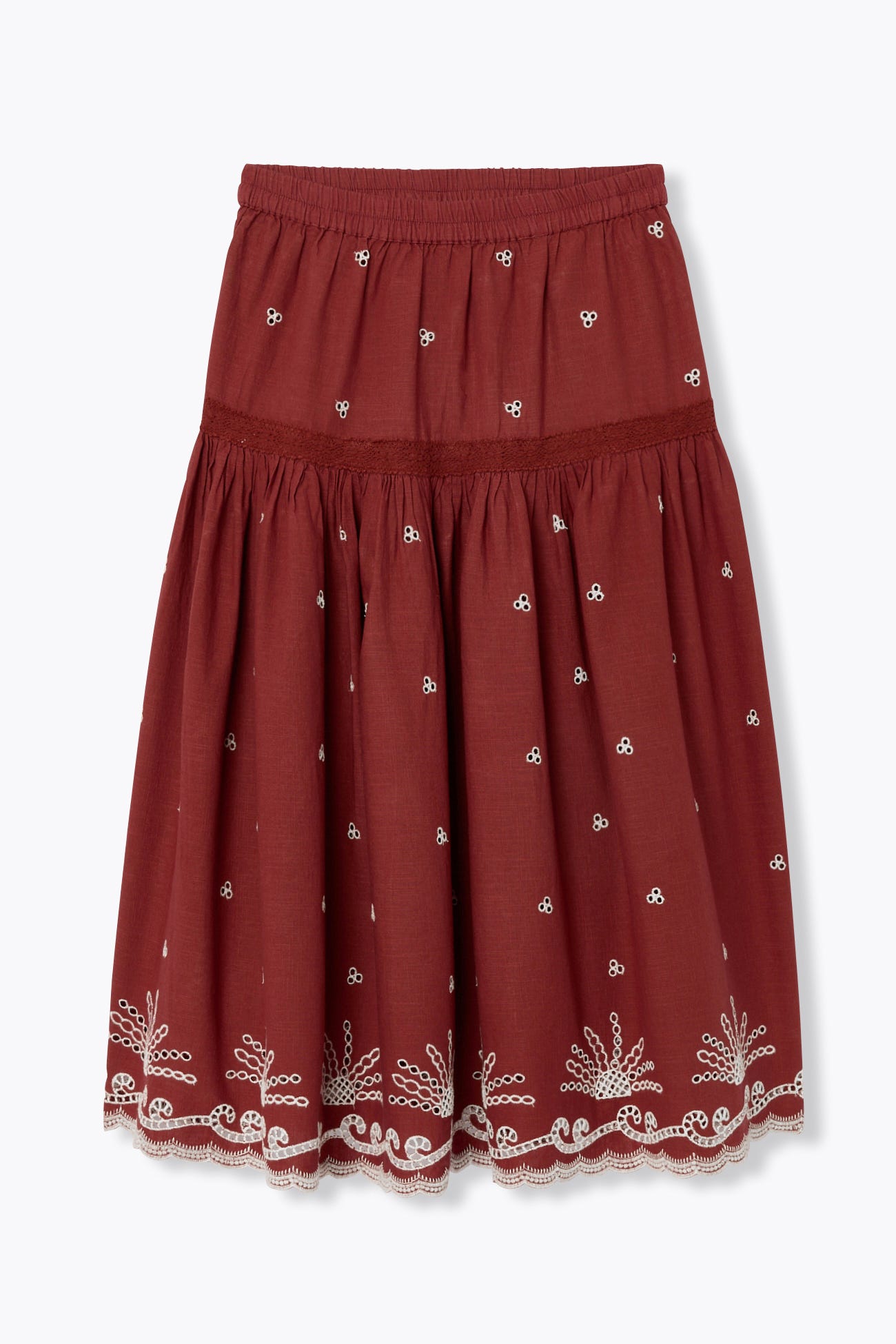 Jupe jupon midi brodée Femme