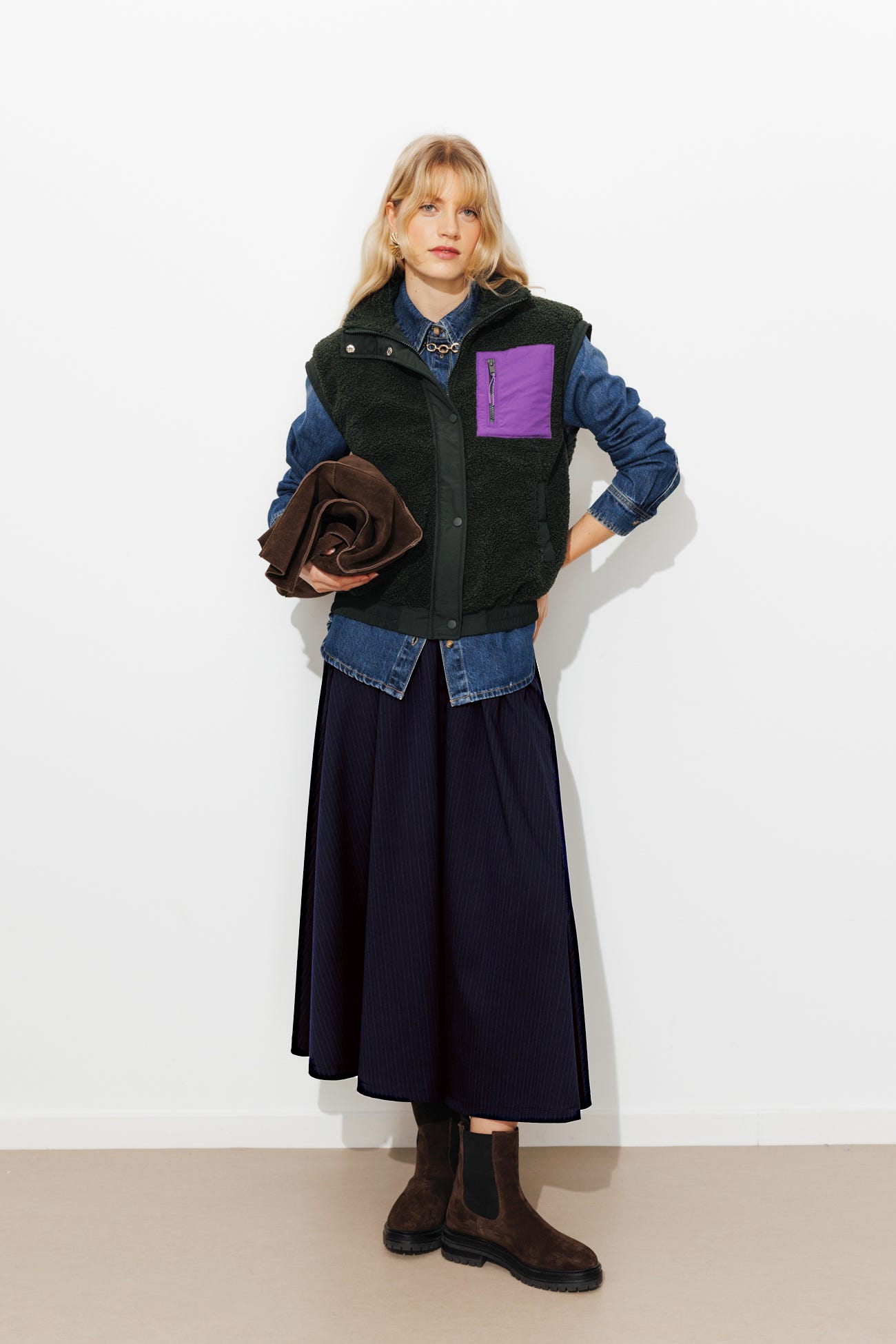 Jupe rayée évasée Femme