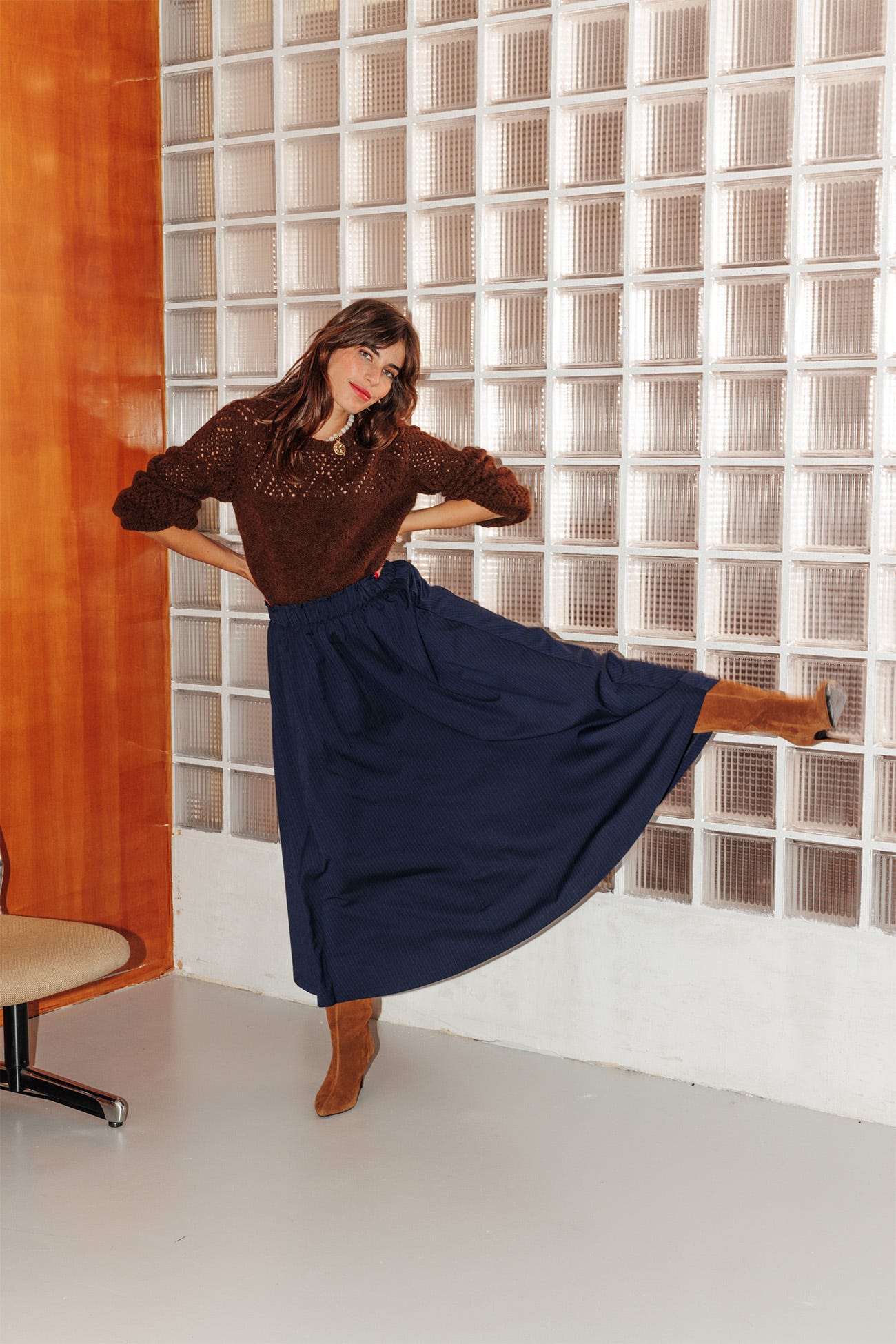 Jupe rayée évasée Femme