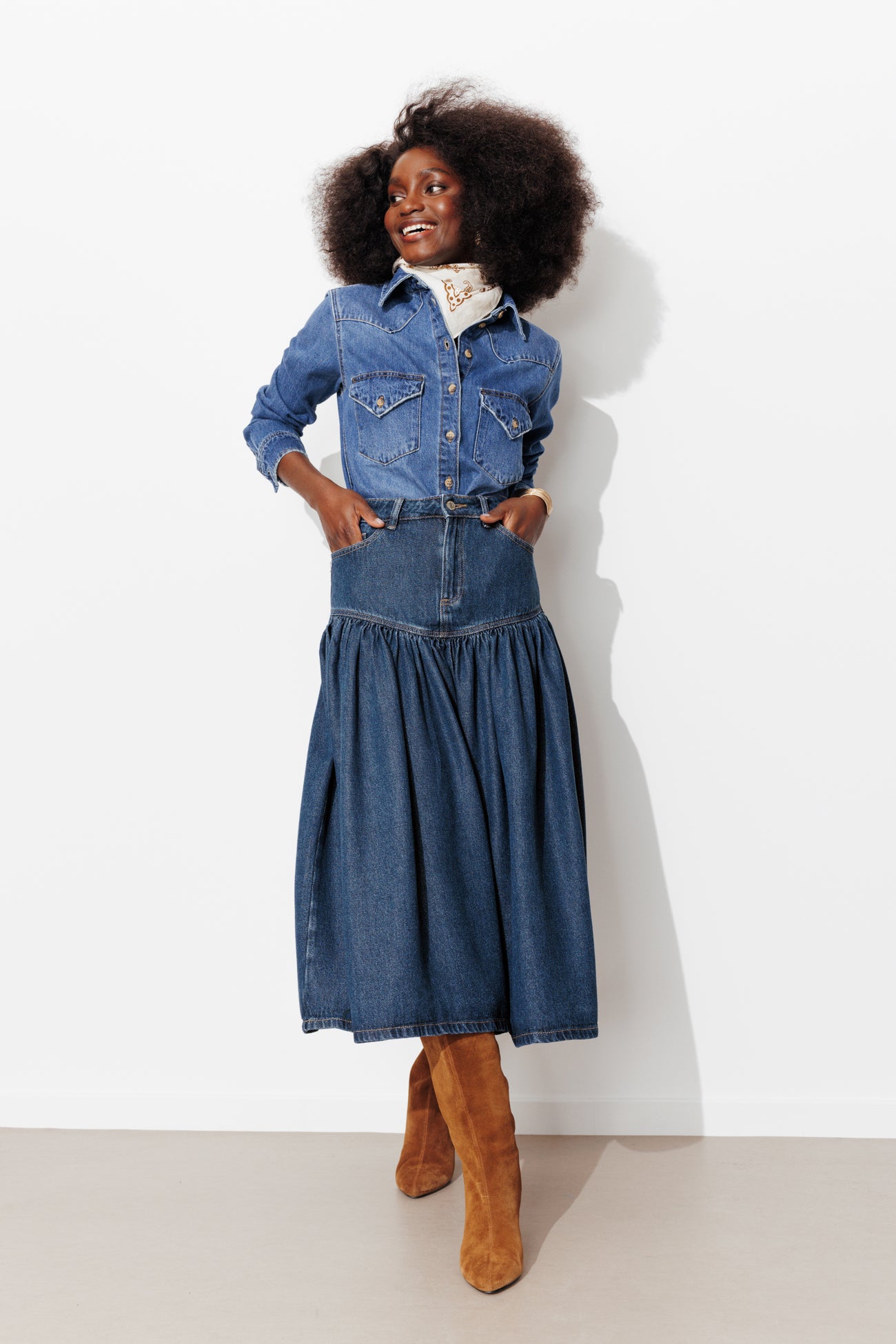 Western lyocell skirt - Denim