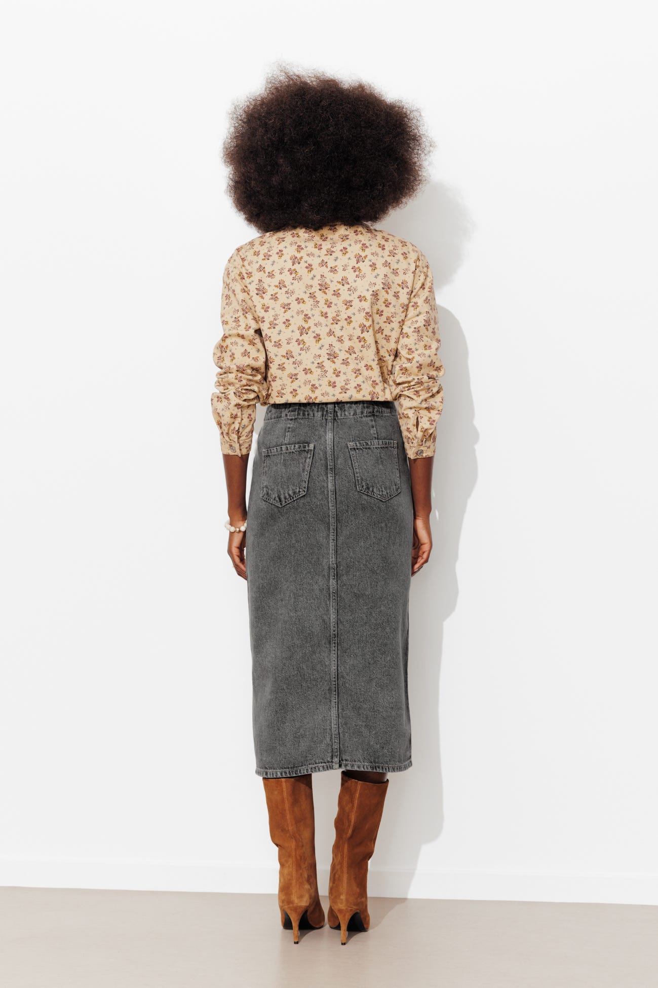 Midi denim skirt