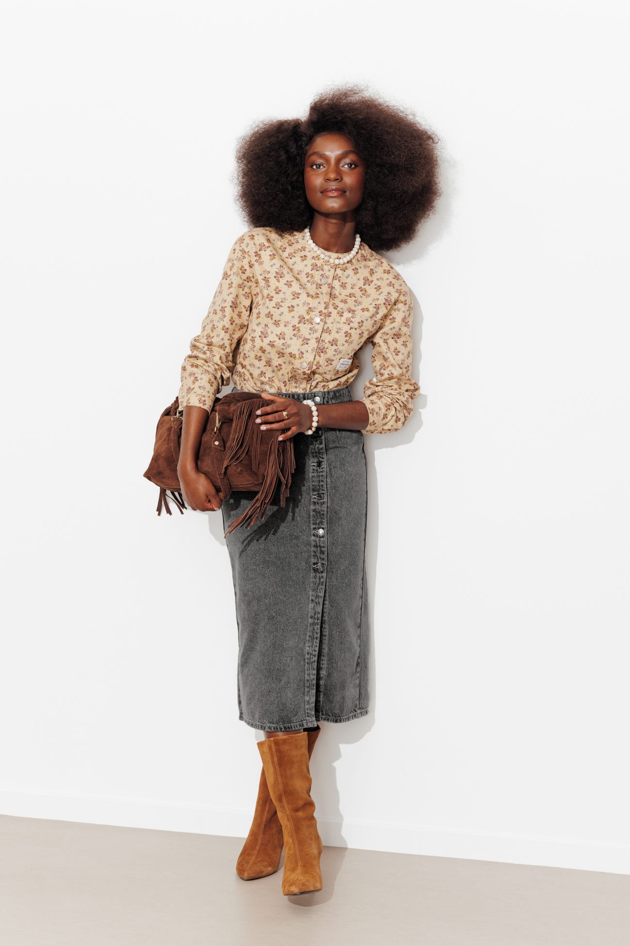 Jupe midi en jean Femme