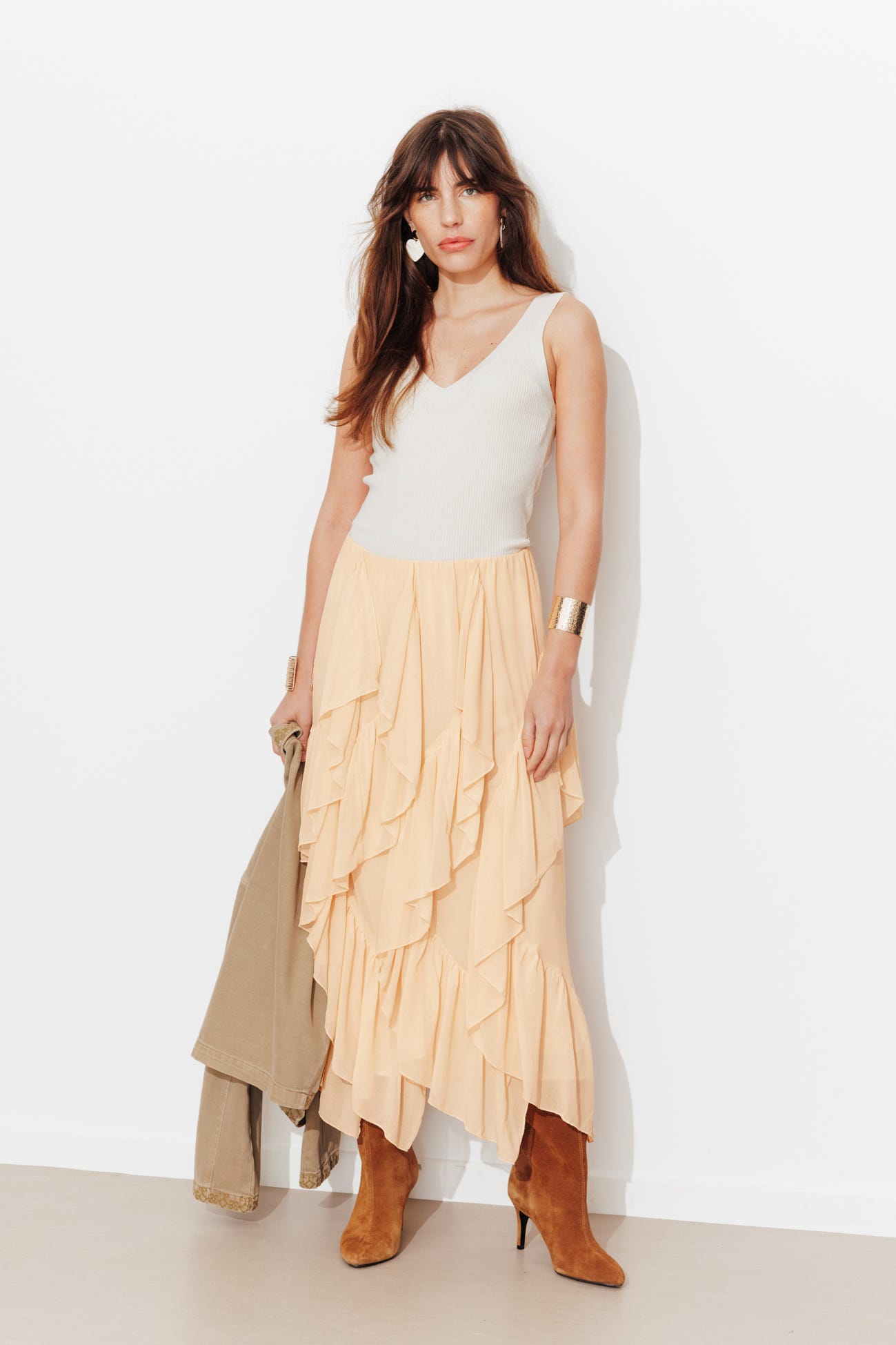 Long plain muslin skirt