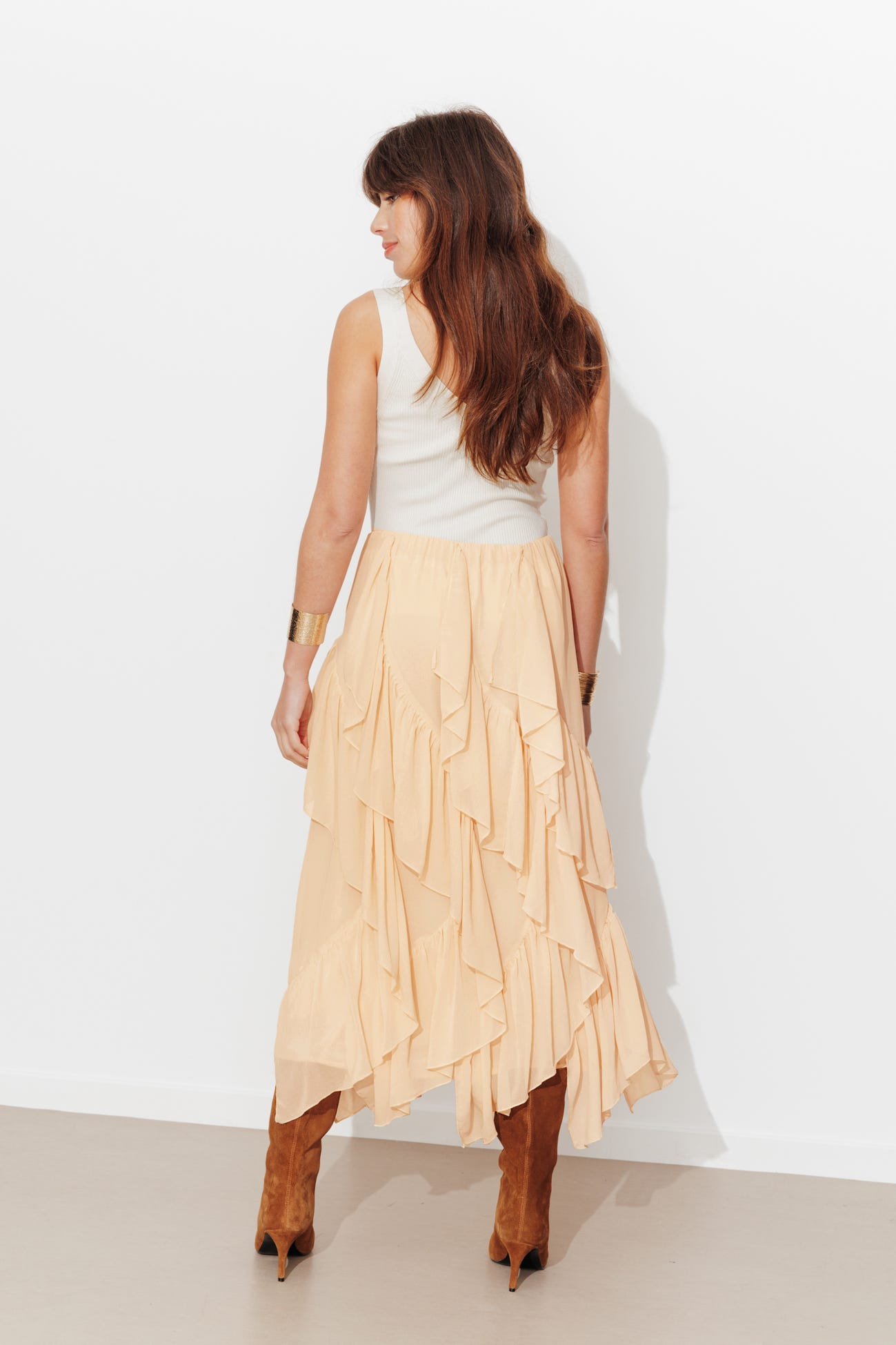 Jupe longue en mousseline unie