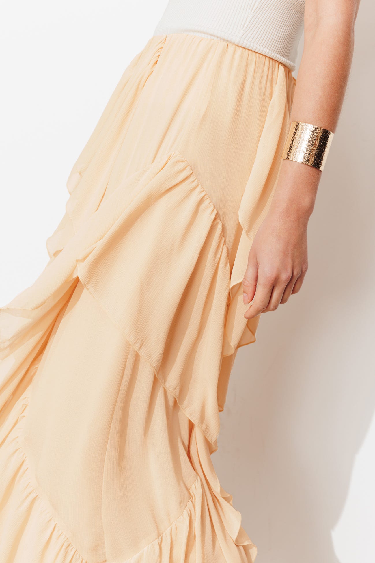 Jupe longue en mousseline unie