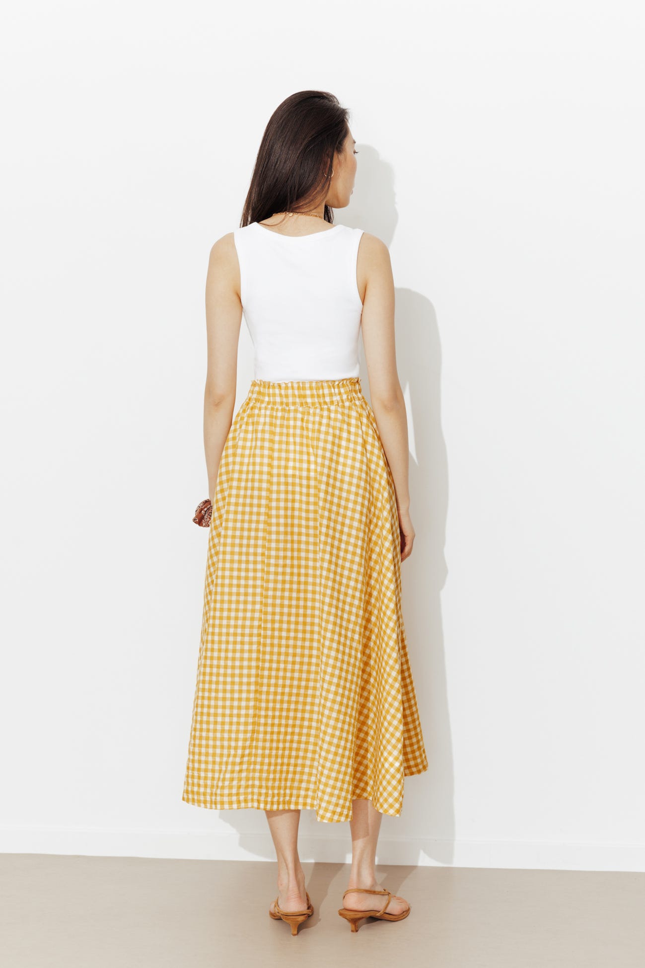 Jupe midi à carreaux vichy