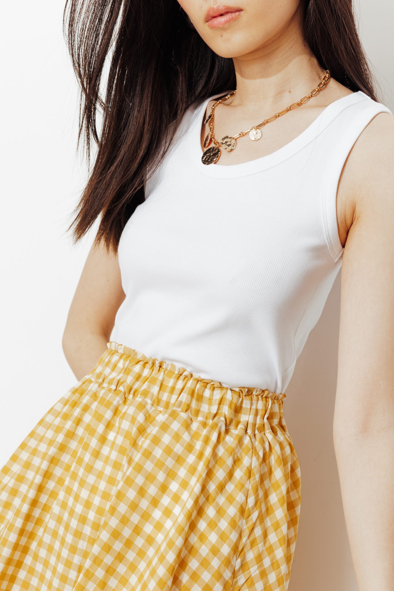 Jupe midi à carreaux vichy