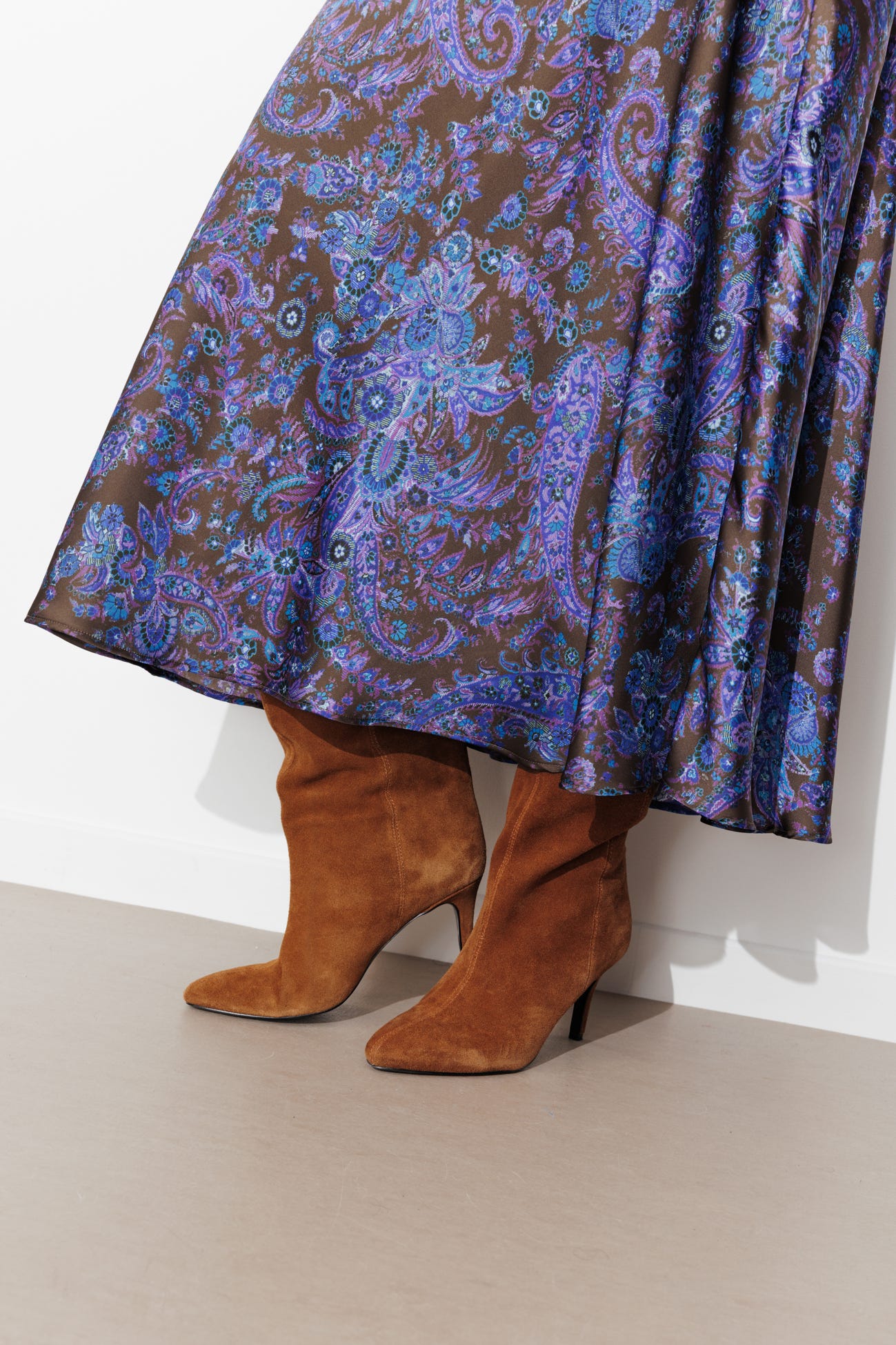 Jupe imprimée en satin Femme