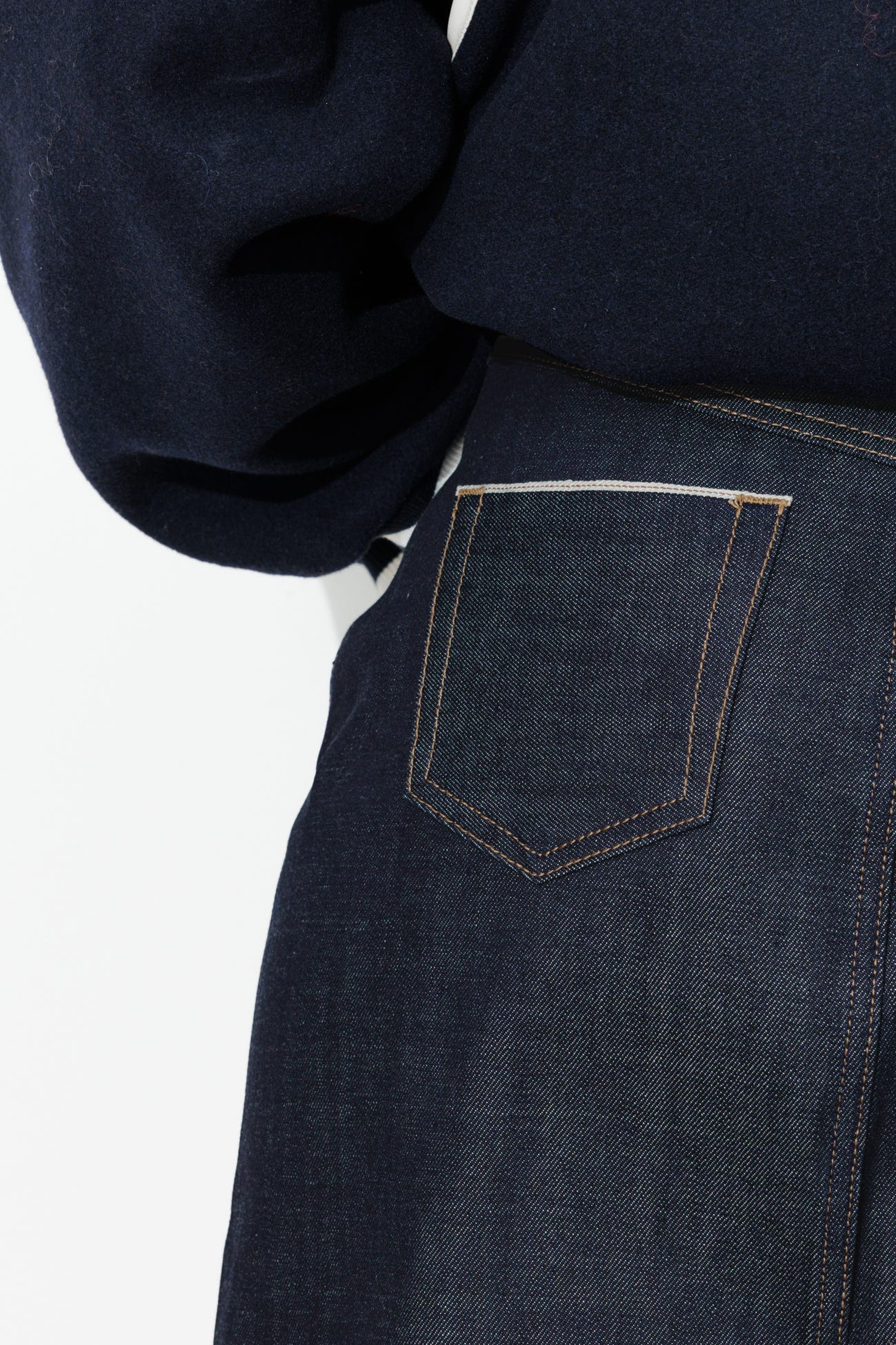 Jupe courte en jean selvedge