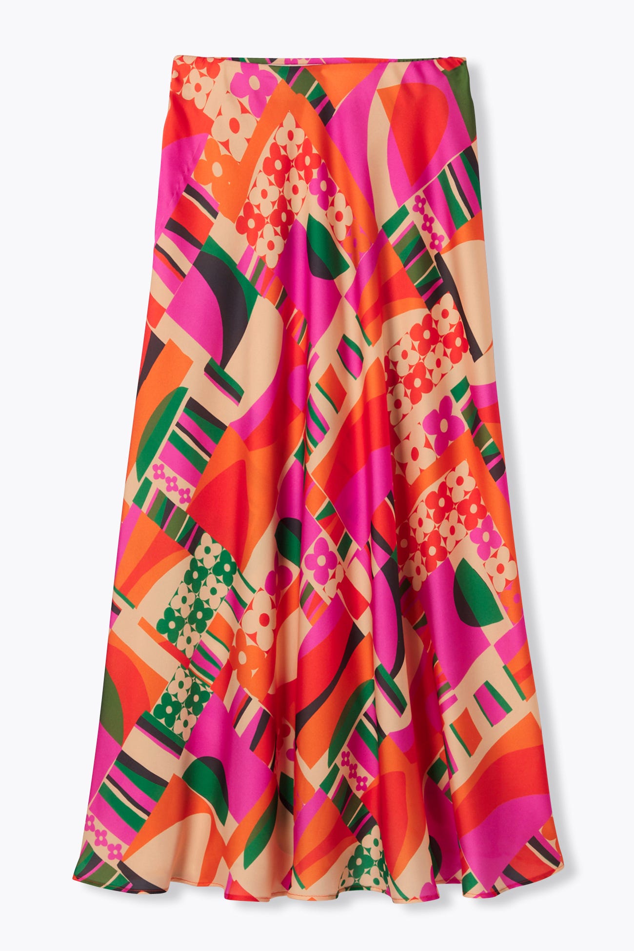 Jupe imprimée en satin Femme