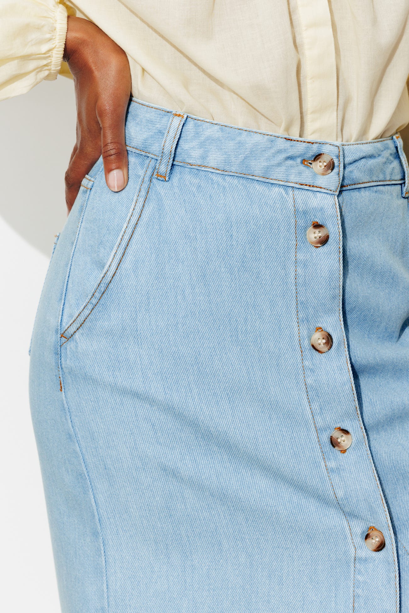 Jupe midi en lyocell Femme