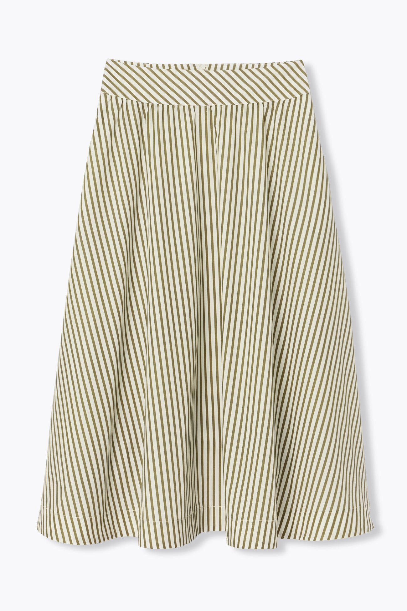 Midi flared striped skirt - Khaki stripes