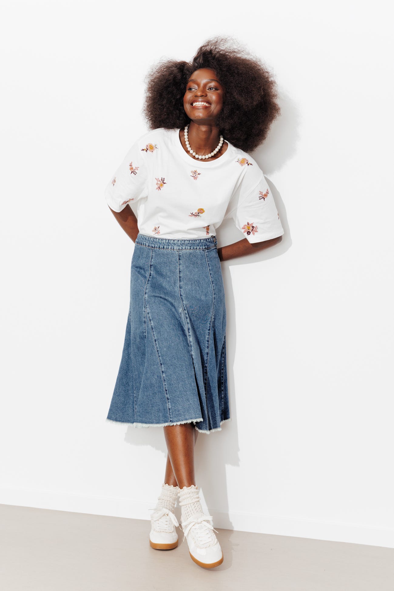 Jupe midi en jean Femme