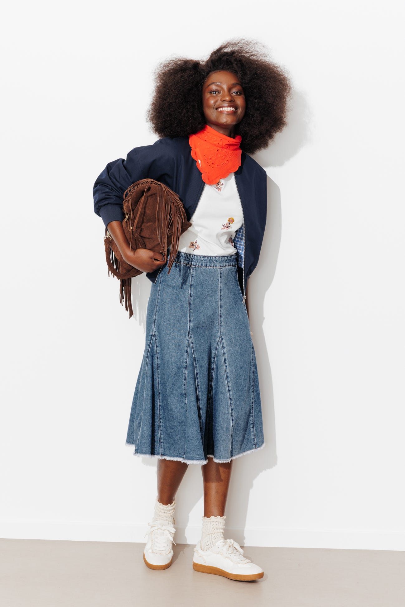 Jupe midi en jean Femme