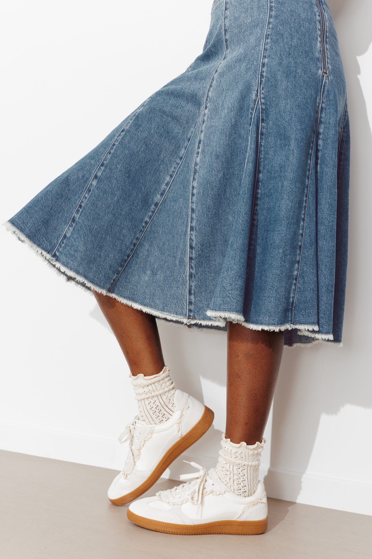 Jupe midi en jean Femme