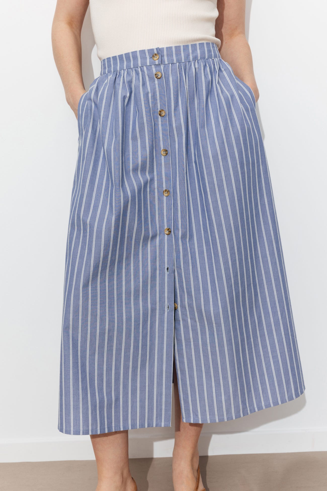 Gonna midi a righe donna