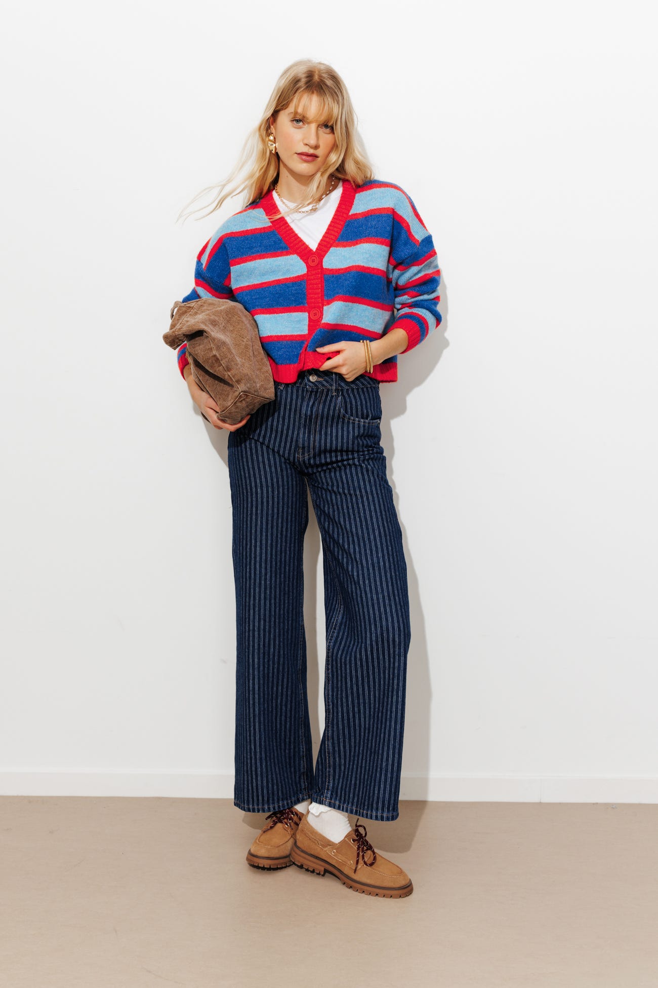 Cárdigan corto de rayas