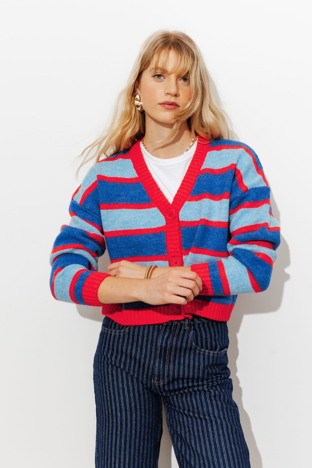 Cárdigan corto de rayas