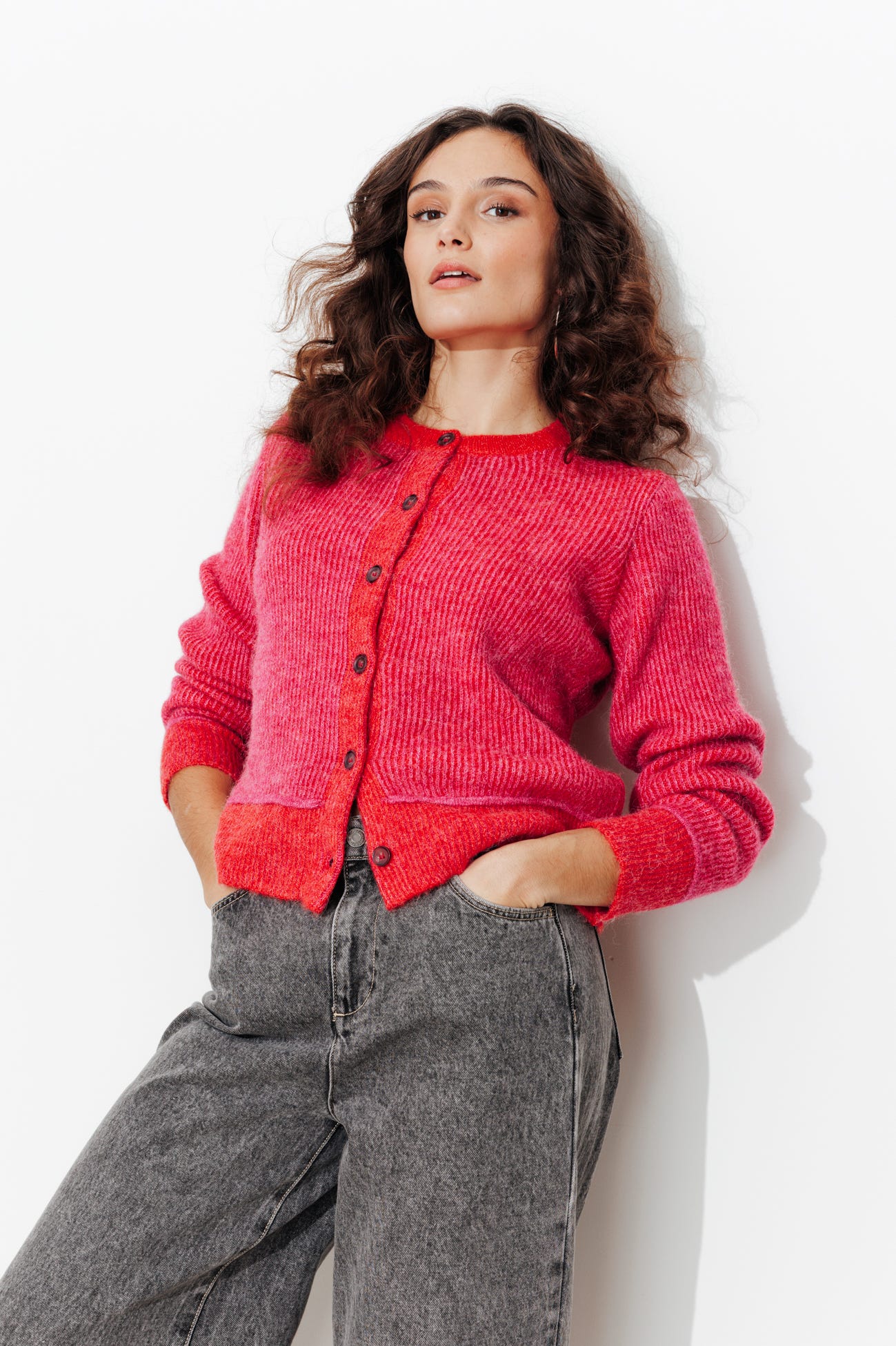 Cardigan aus Rippmasche