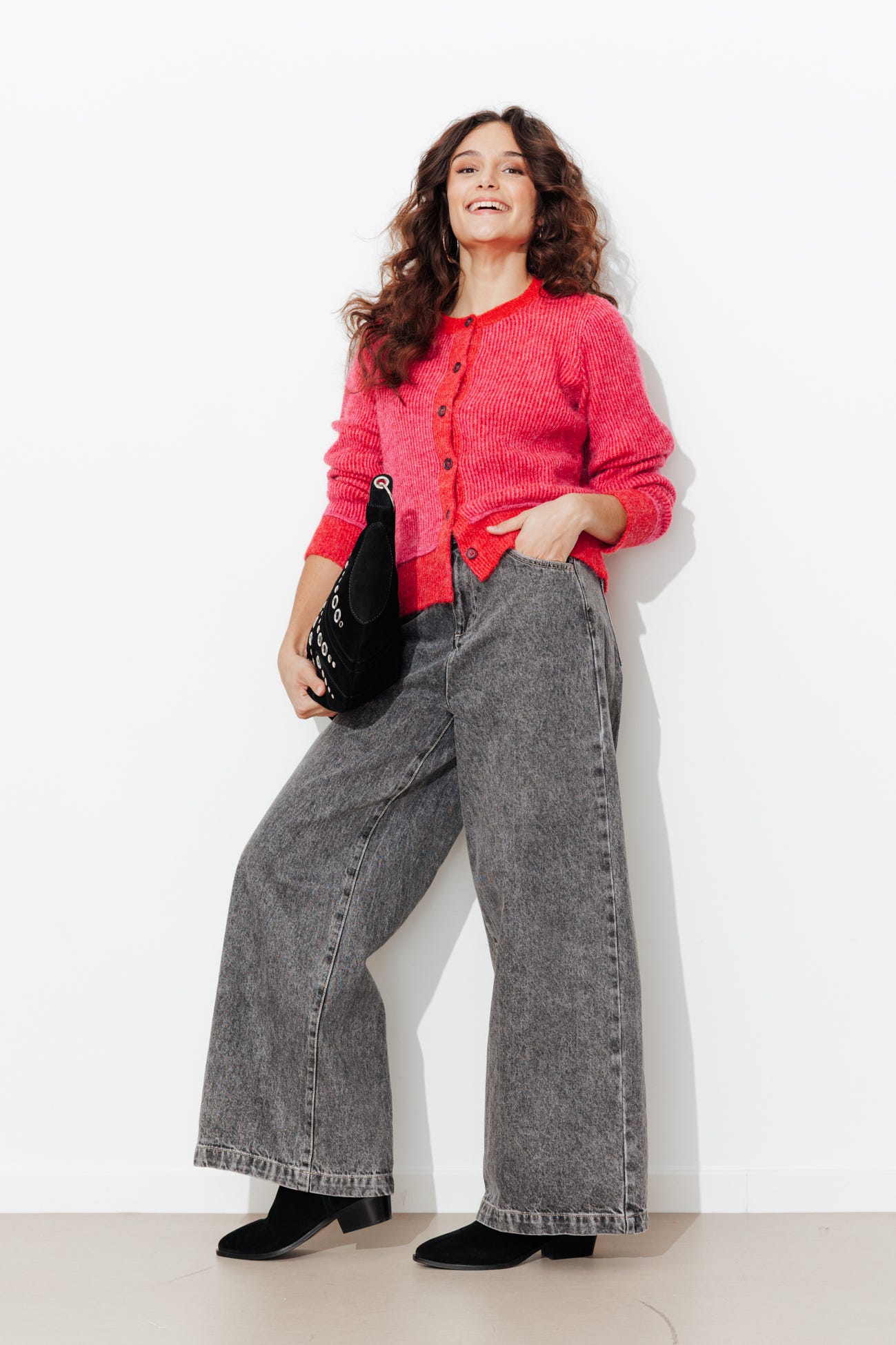 Cardigan aus Rippmasche