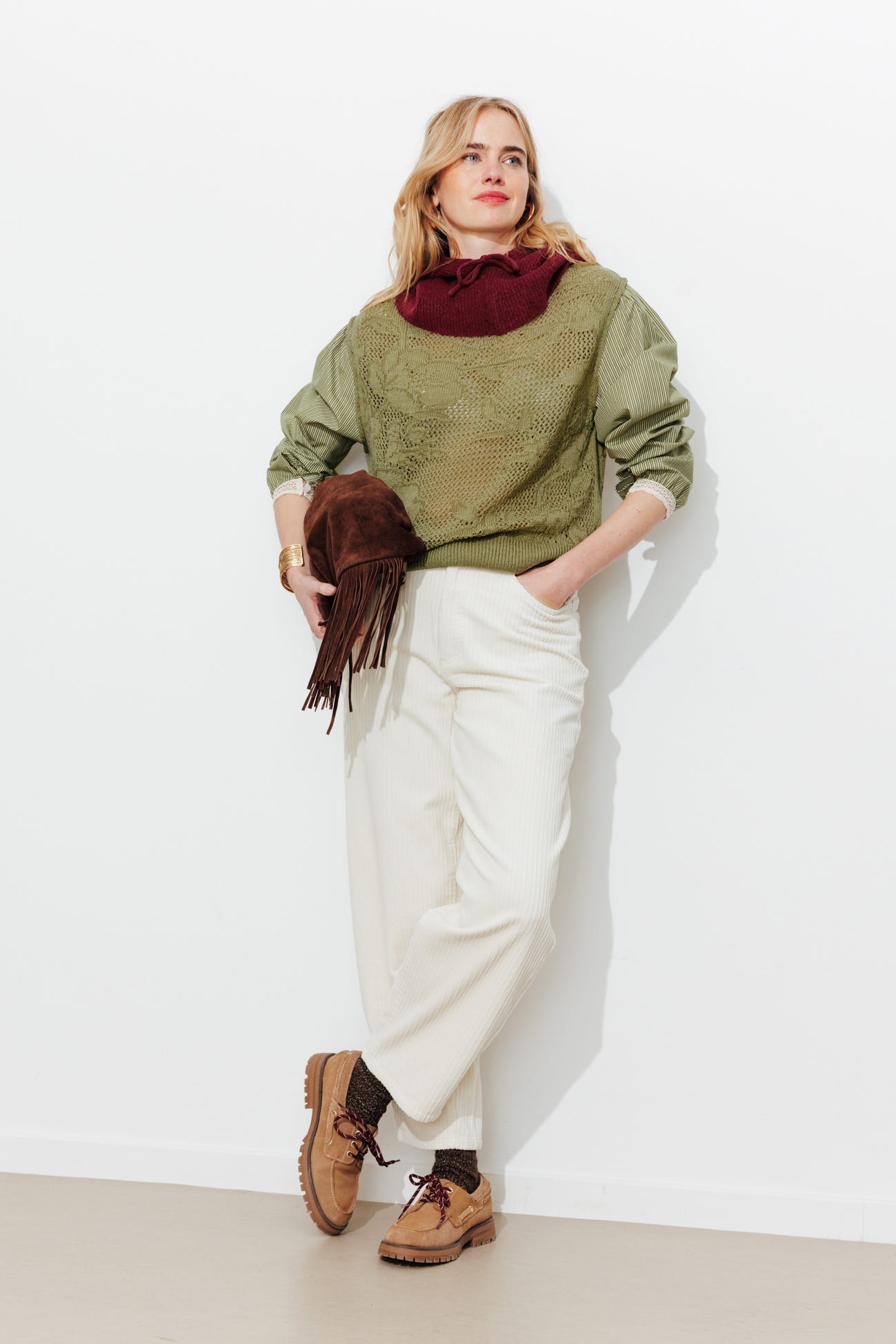 Pull à effet superposé Femme