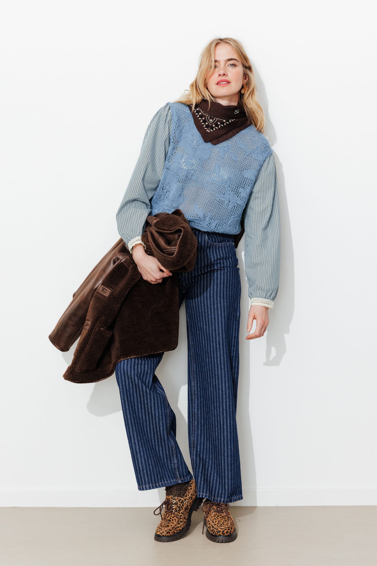 Pull à effet superposé Femme