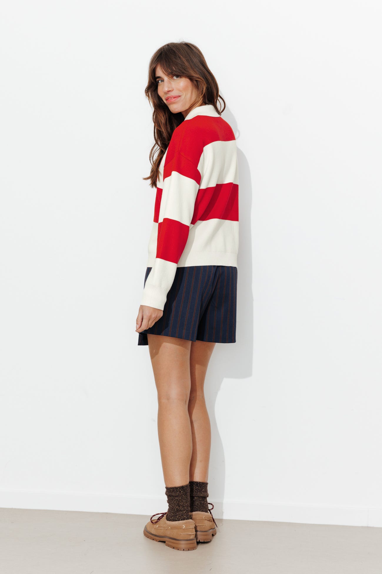 Pull polo rayé 1975 Femme