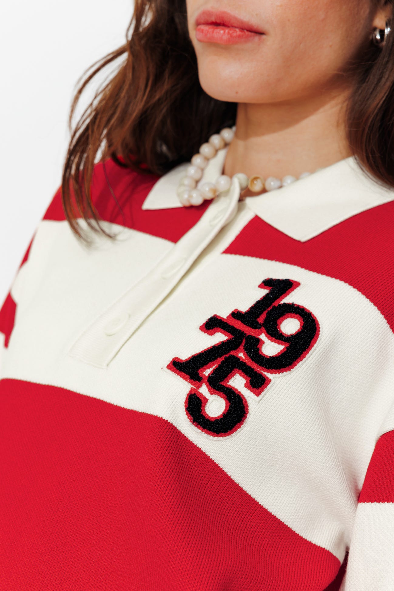 Pull polo rayé 1975 Femme