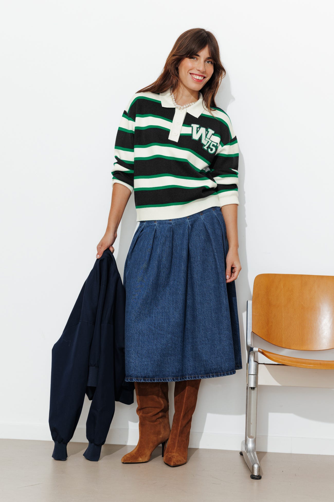 Gestreifter Polo-Pullover