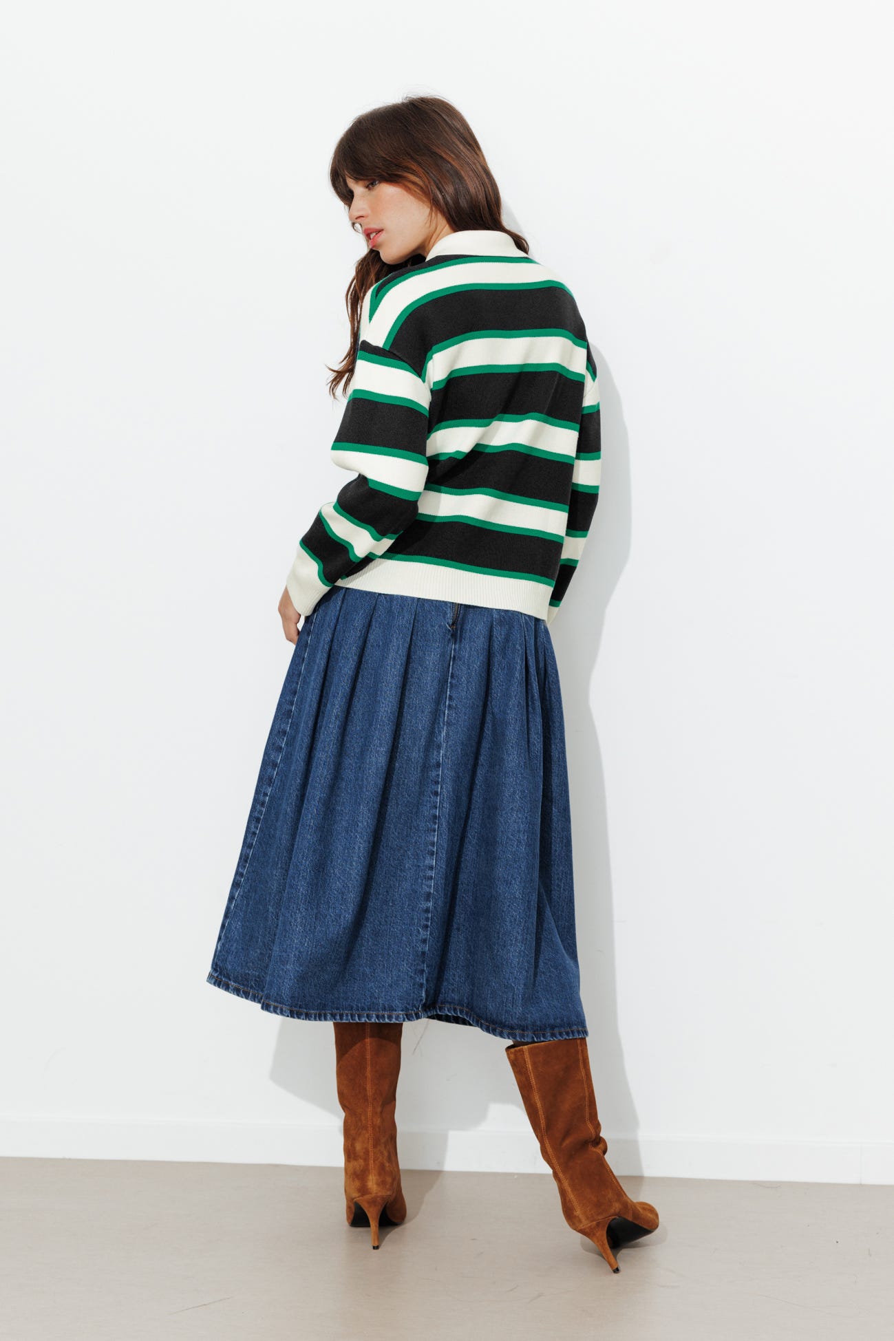 Gestreifter Polo-Pullover