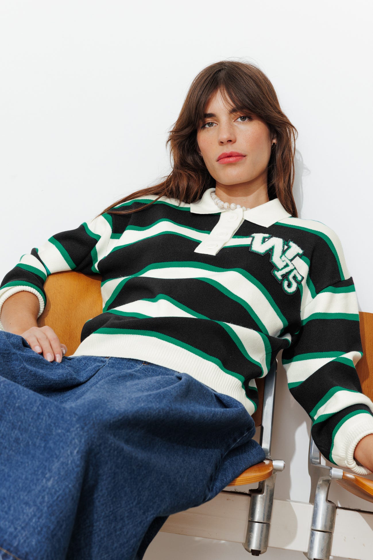 Pull polo rayé Femme