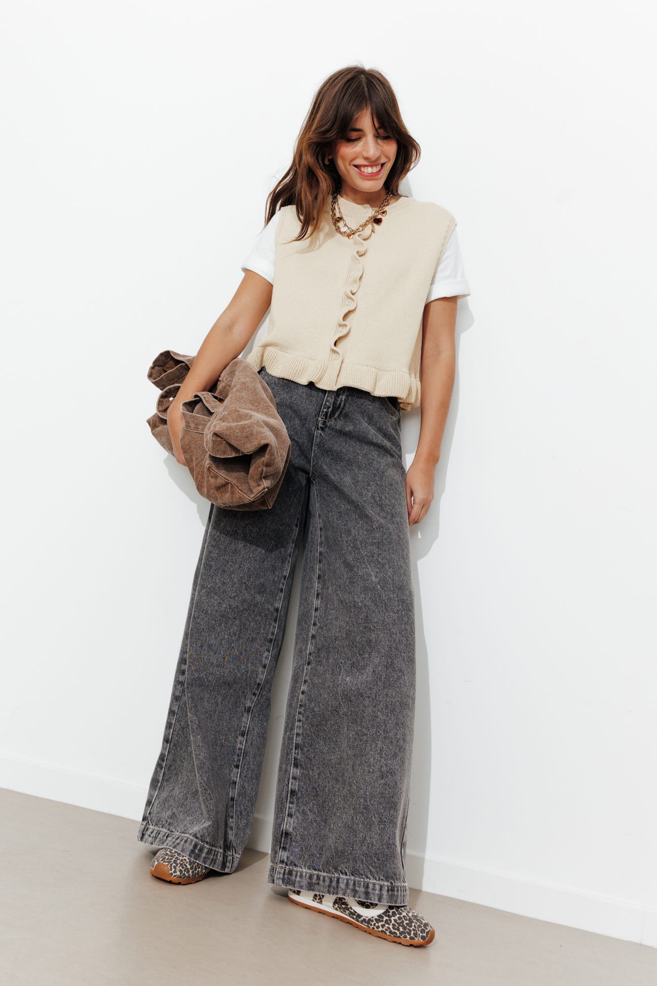 Pull à effet superposé Femme