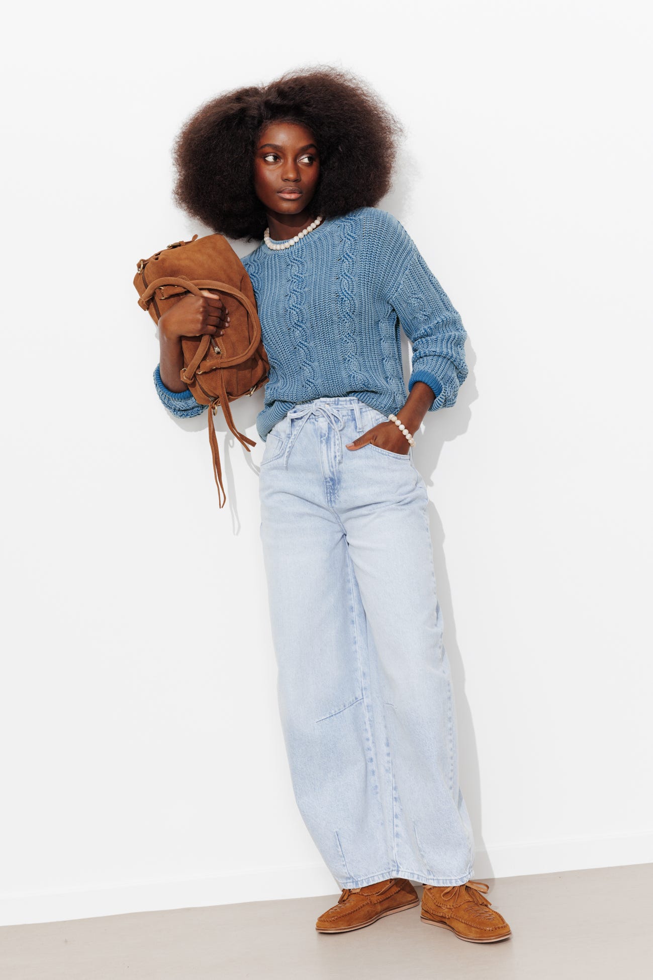 Pull torsadé délavé Femme