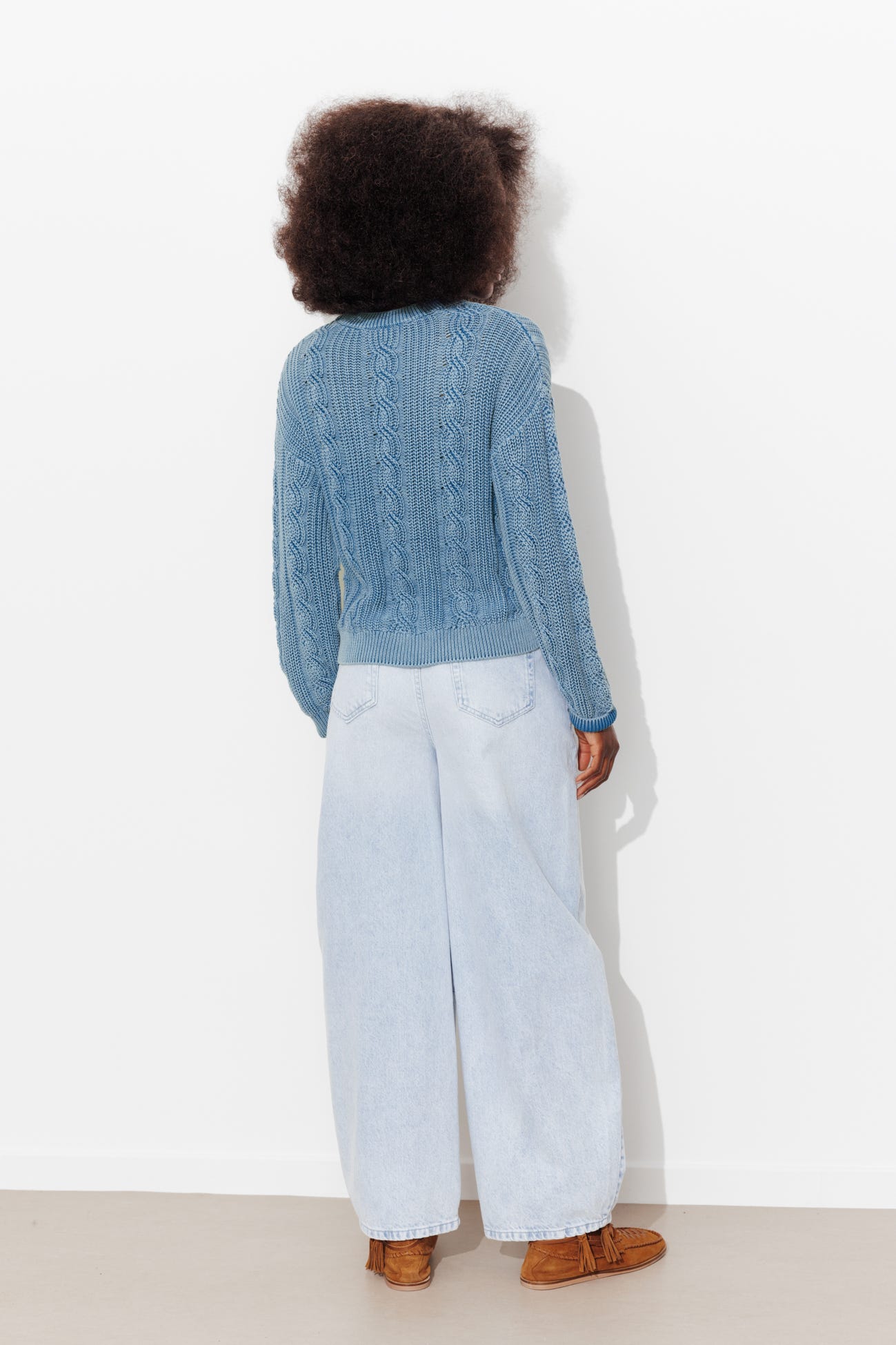 Pull torsadé délavé Femme