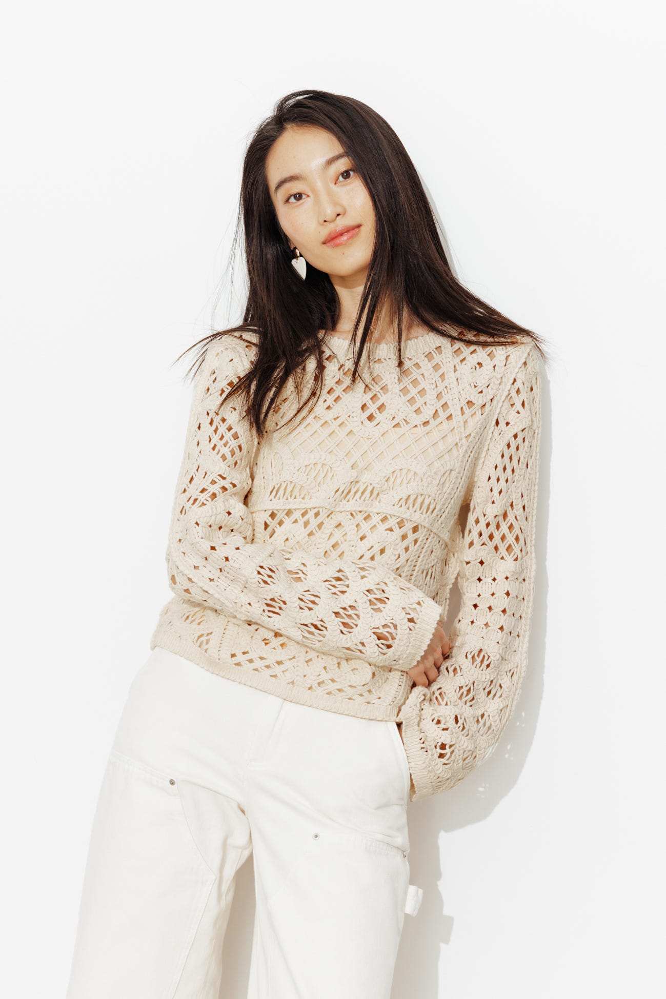 Pull court en crochet Femme