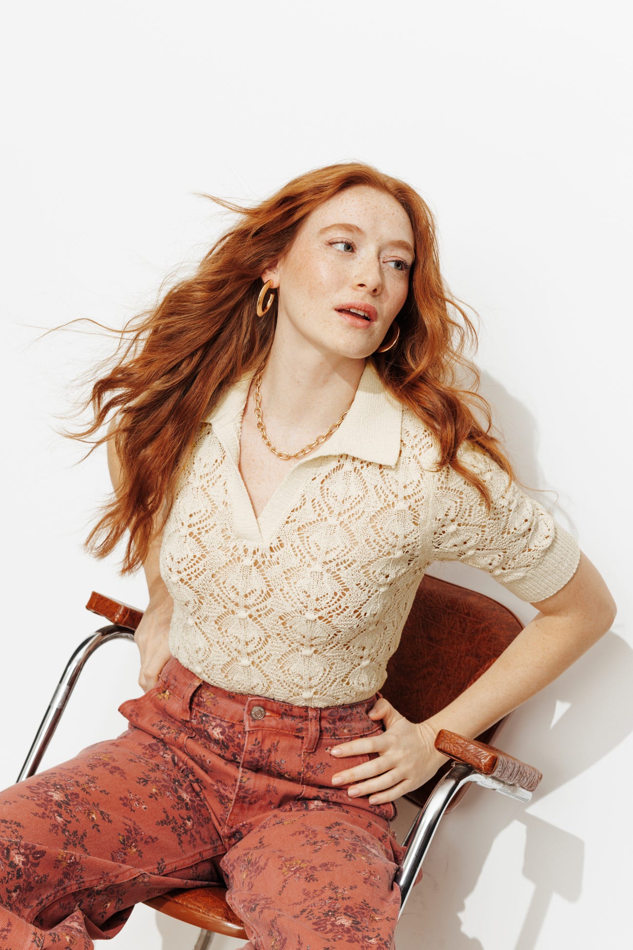 Pull ajouré col polo Femme