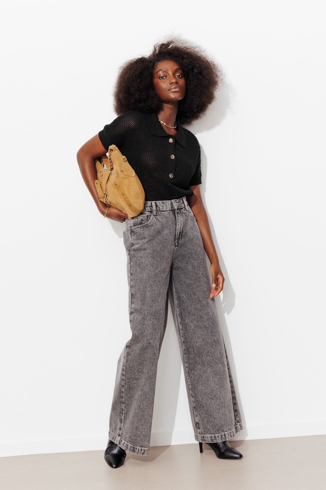 Pull polo pailleté Femme