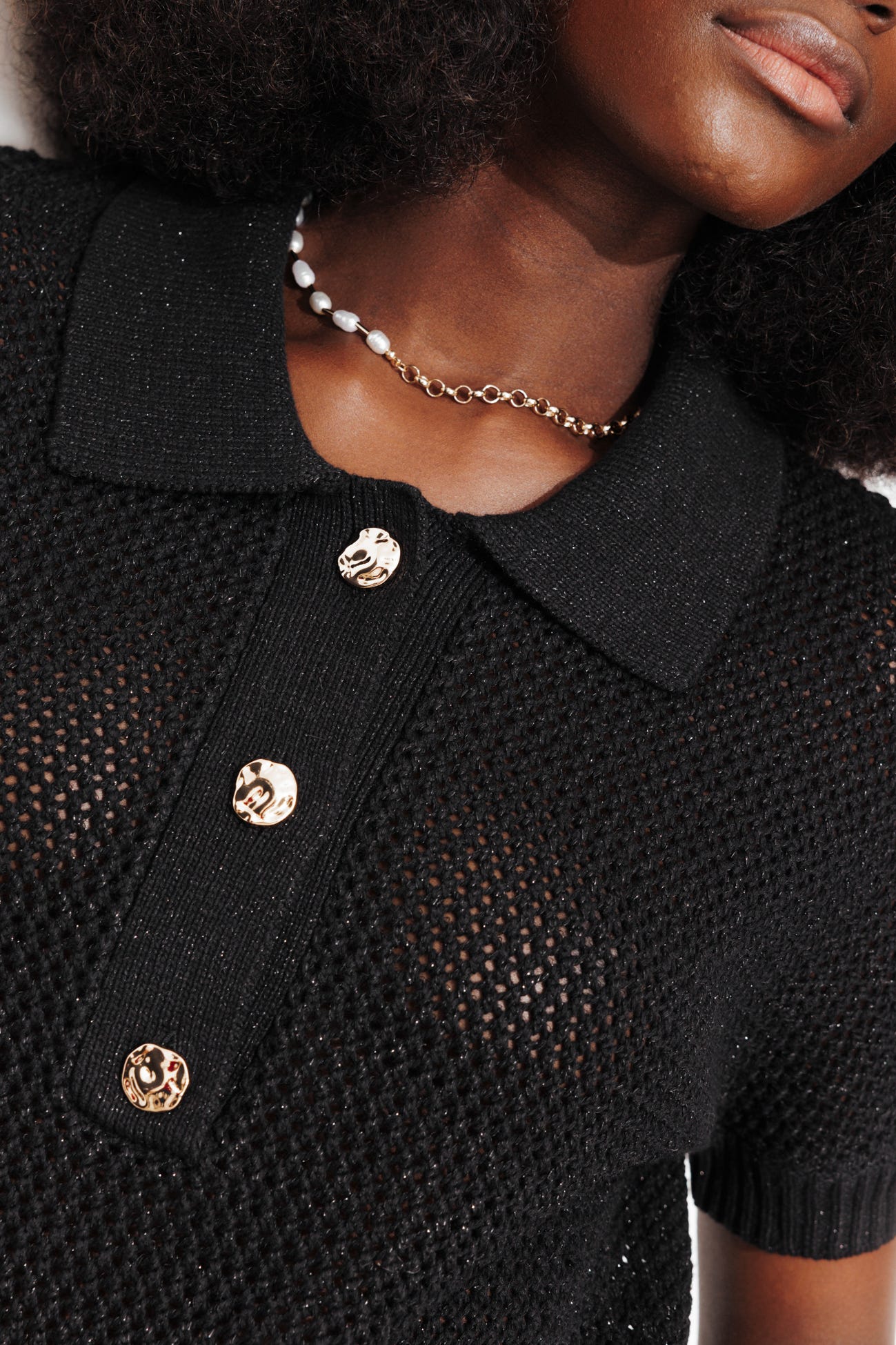 Pull polo pailleté Femme