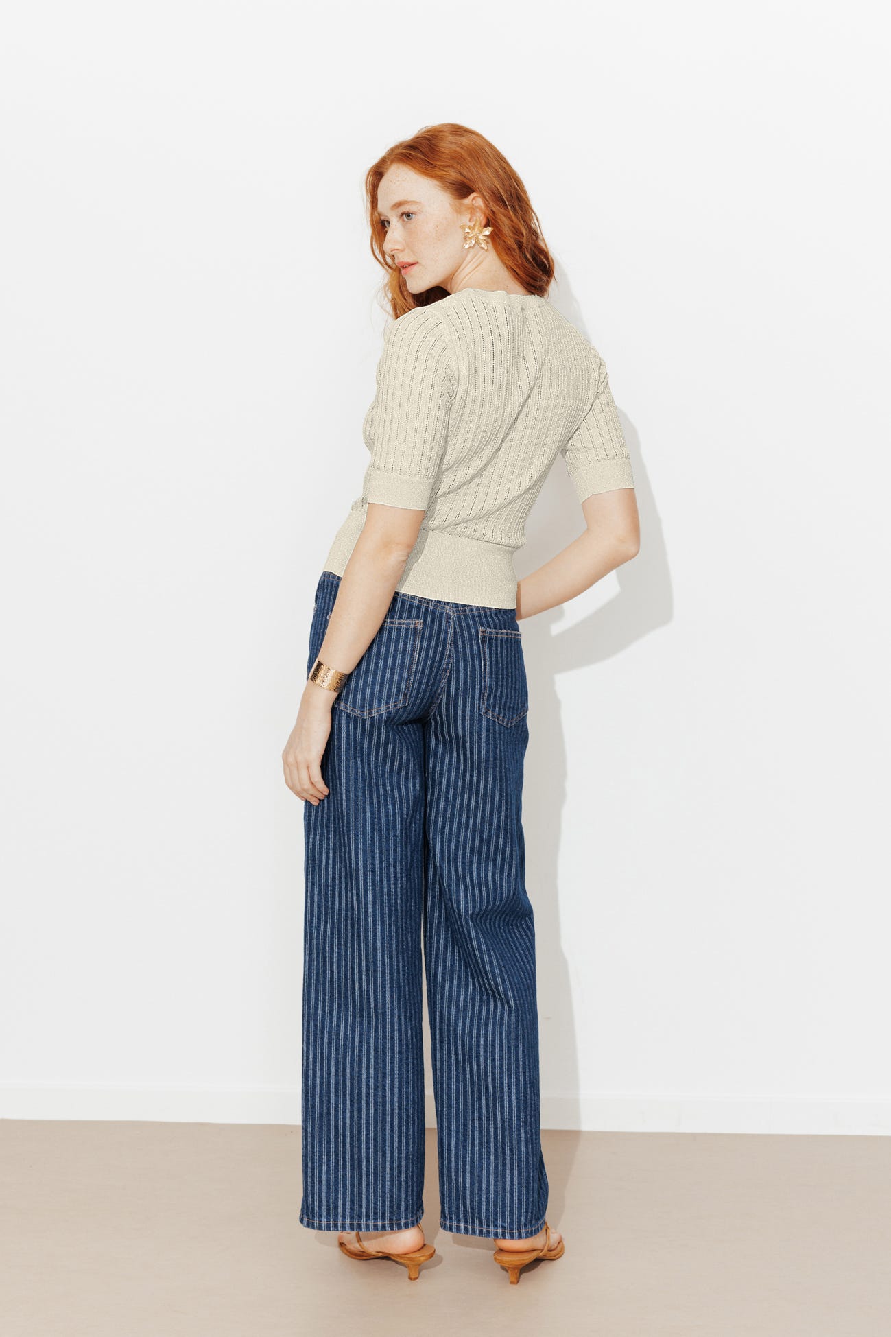 Pull court à paillettes Femme