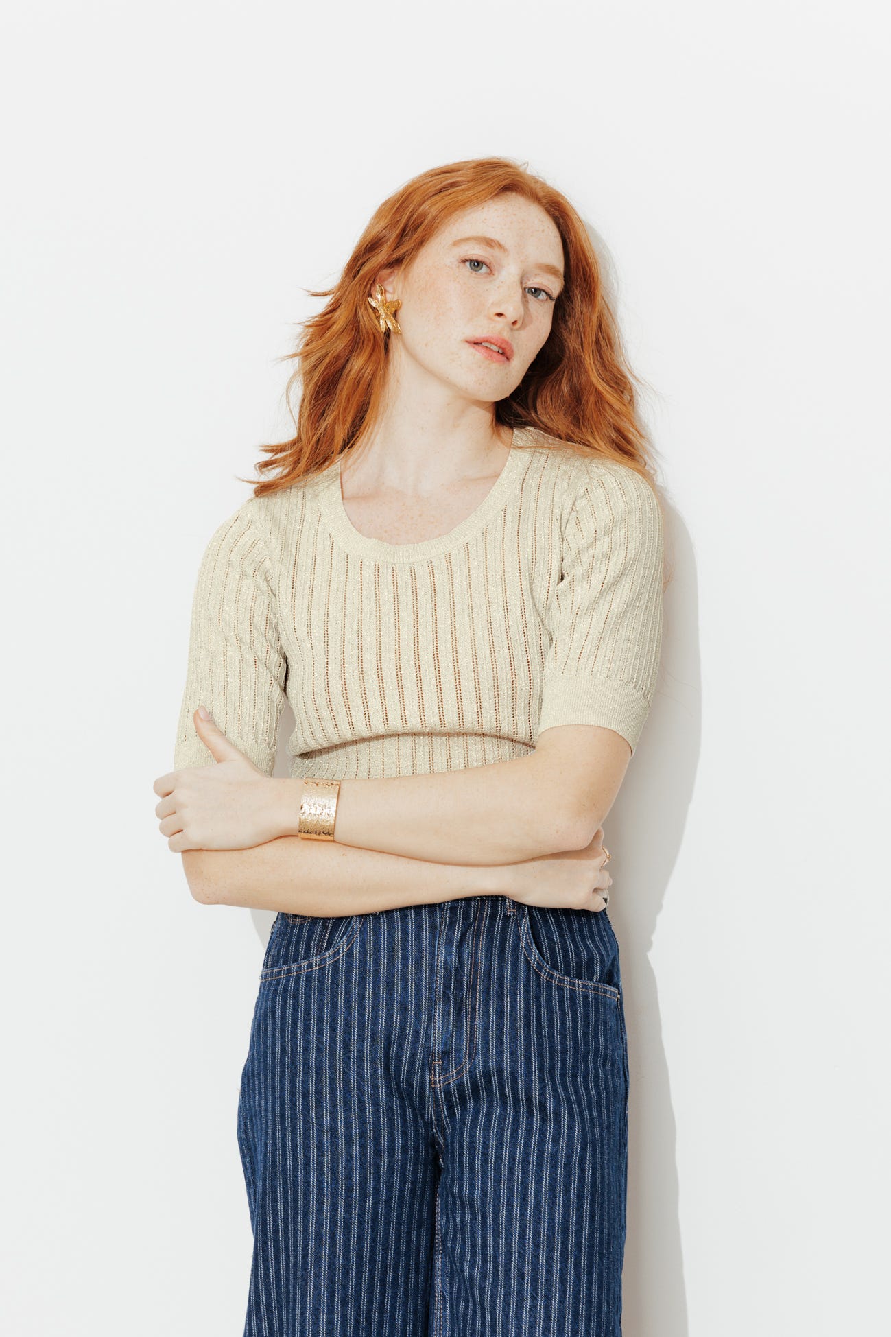 Pull court à paillettes Femme