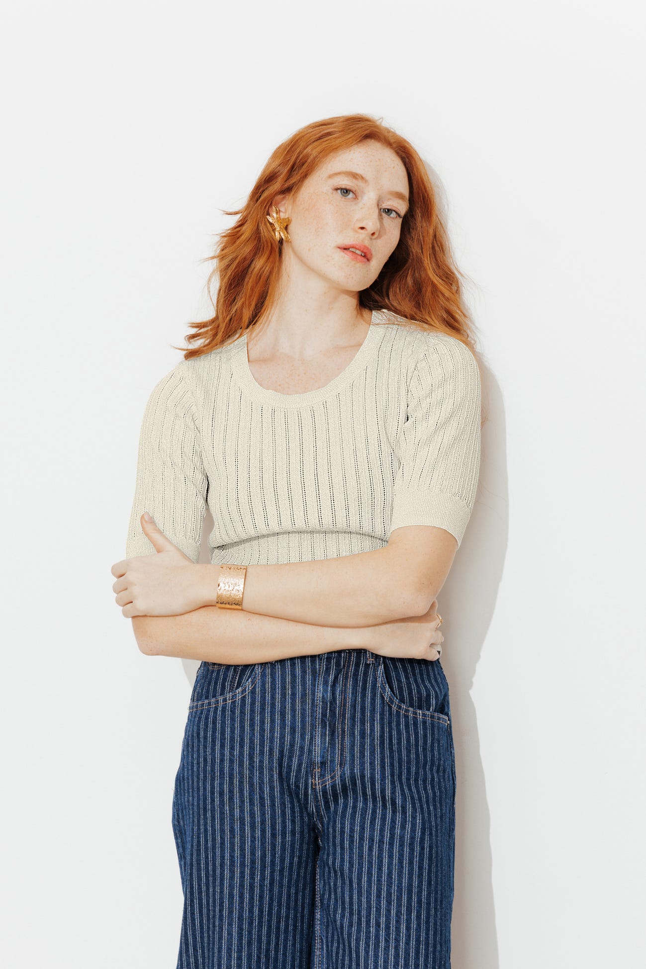 Pull court à paillettes Femme