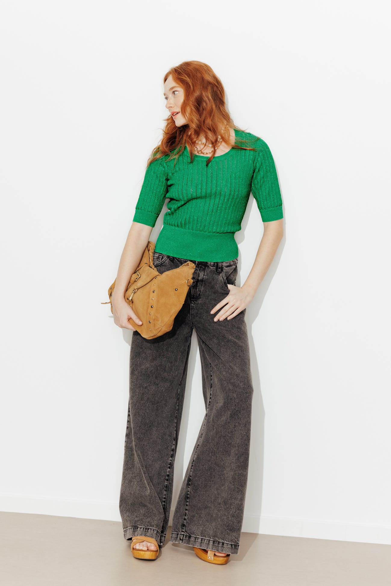 Pull court à paillettes Femme