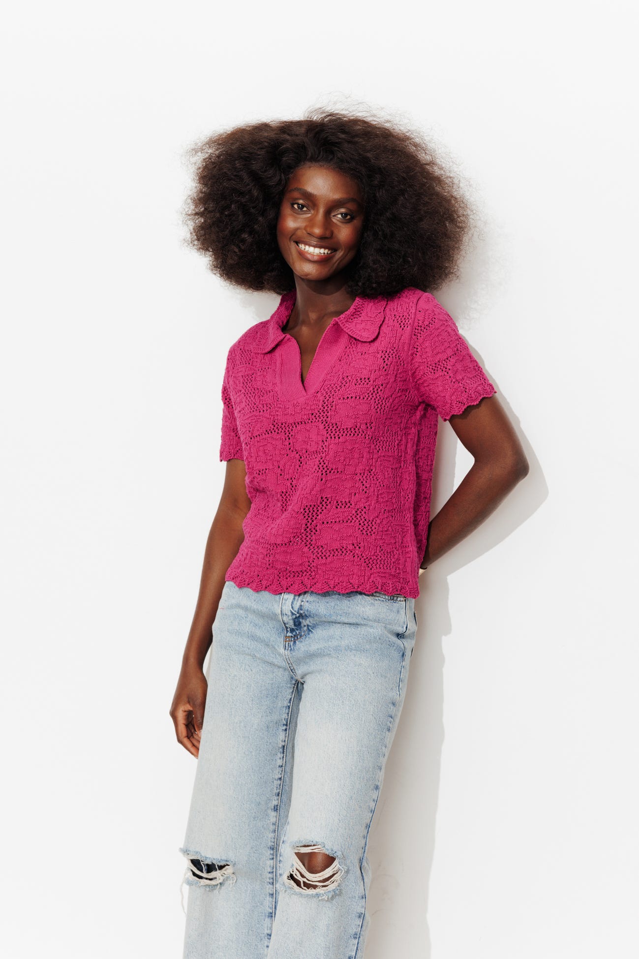 Pull en maille ajourée Femme