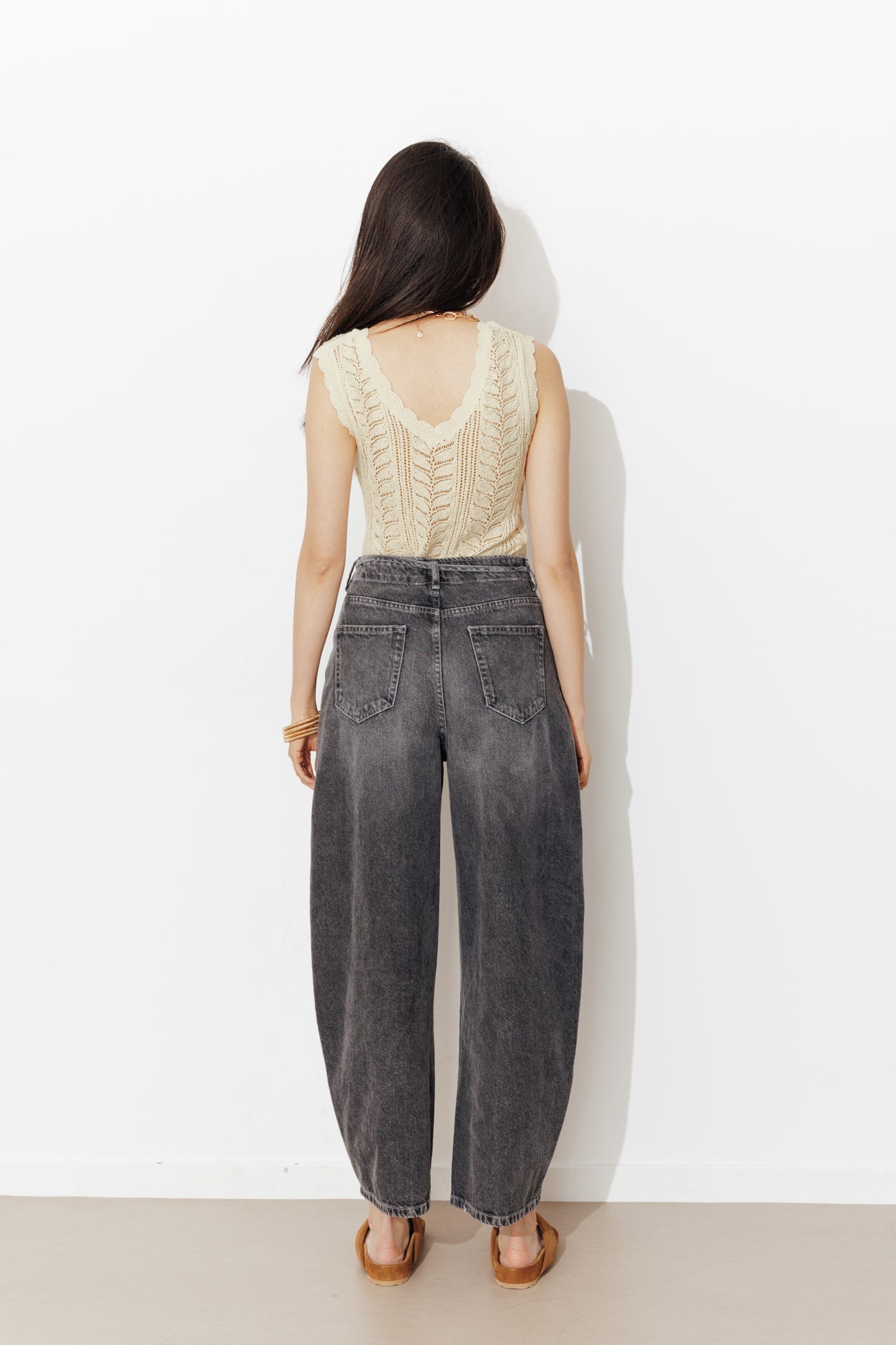 Openwork sleeveless top