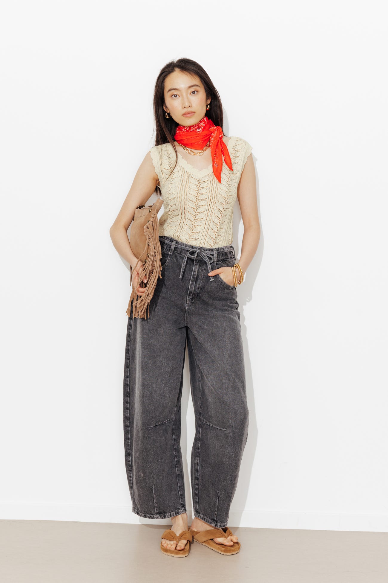 Openwork sleeveless top