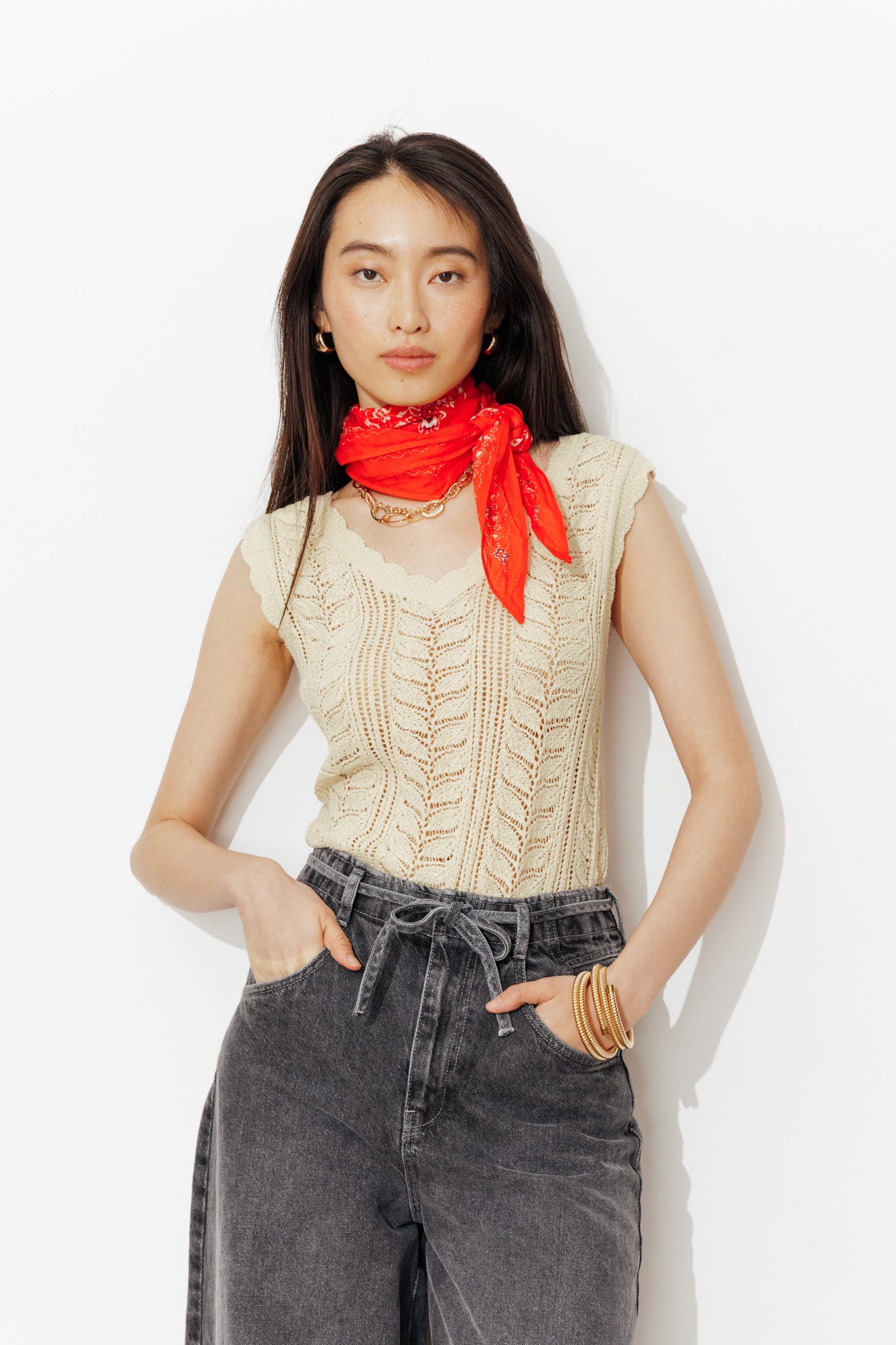 Pull-débardeur ajouré Femme