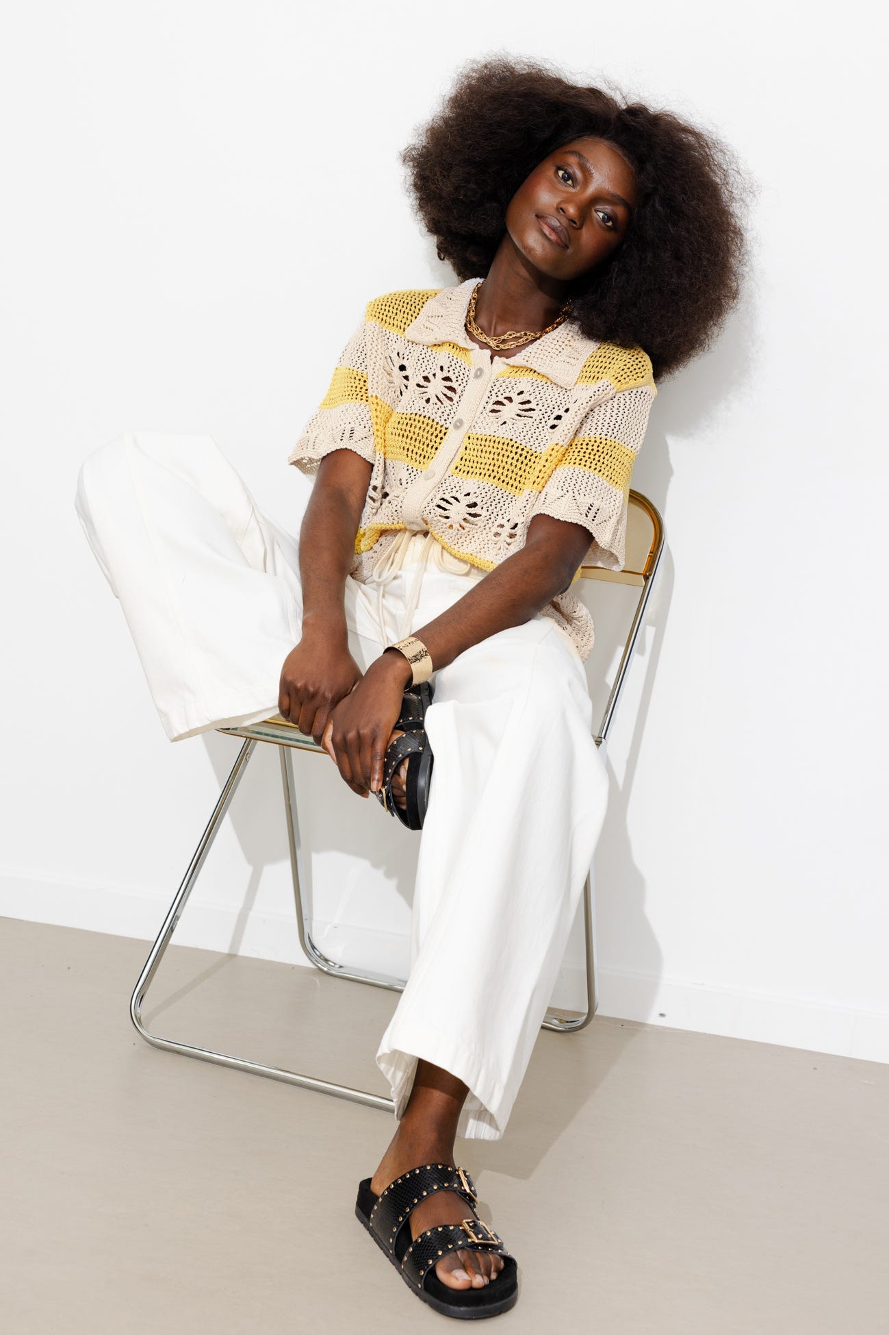 Cardigan rayé irisé Femme